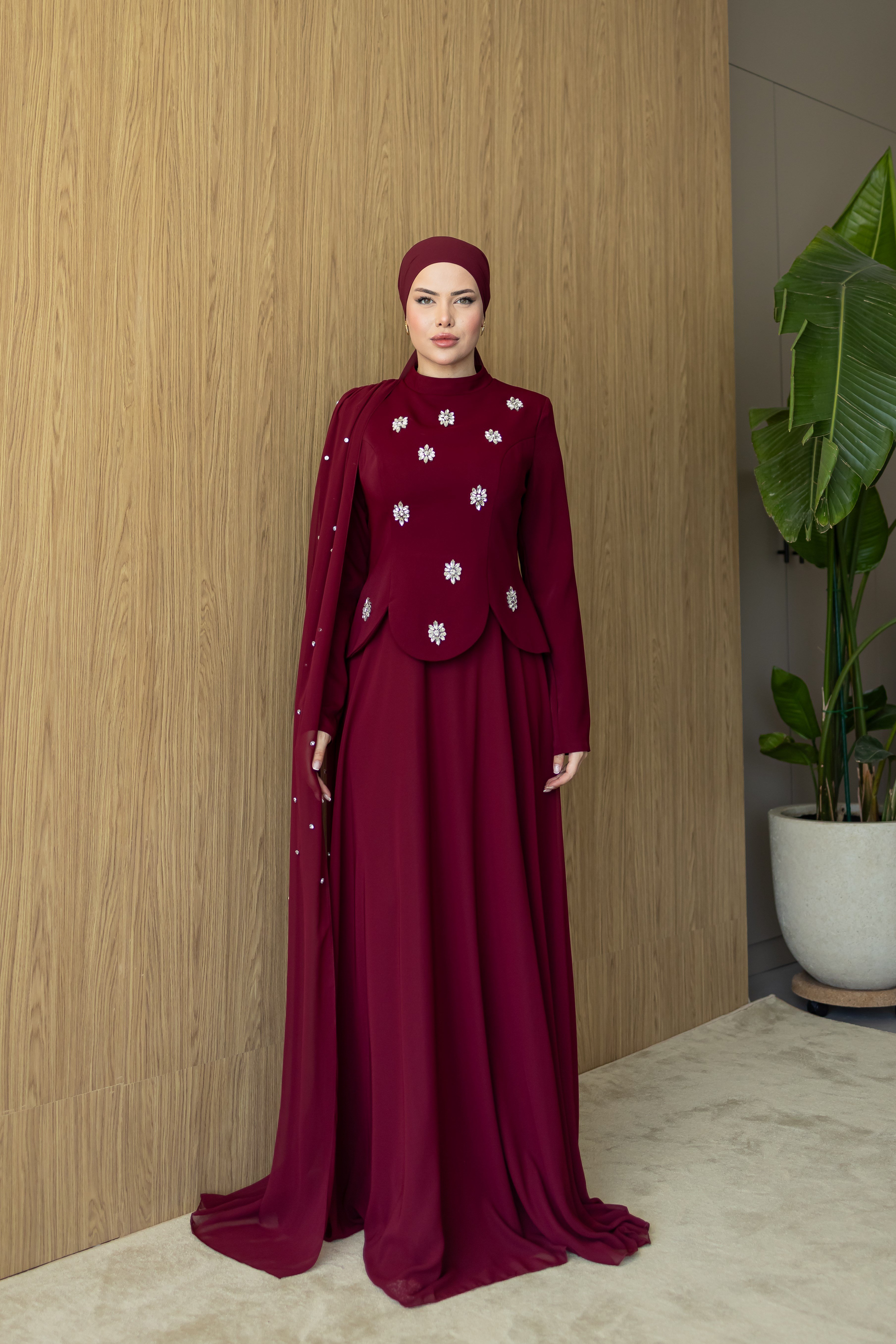Arlen Şifon Abiye | Bordo