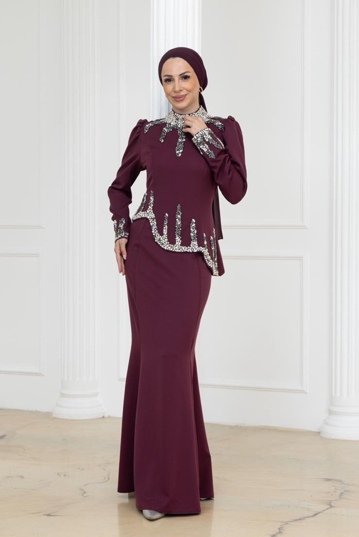 Asalet Abiye Elbise | Bordo