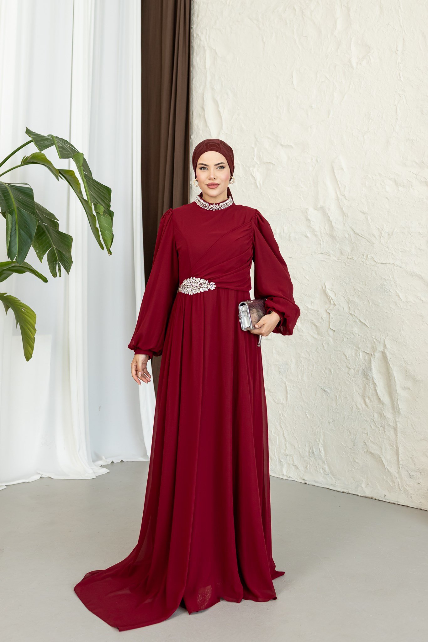 Zümrüt Abiye | Bordo
