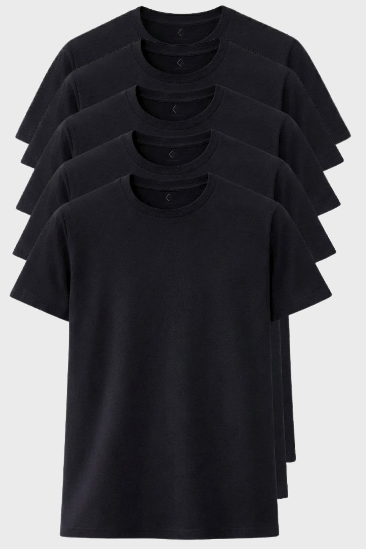 Erkek 5'li Tişört Seti %100 Pamuk Basic Regular Fit Bisiklet Yaka Düz Renk Günlük T-Shirt
