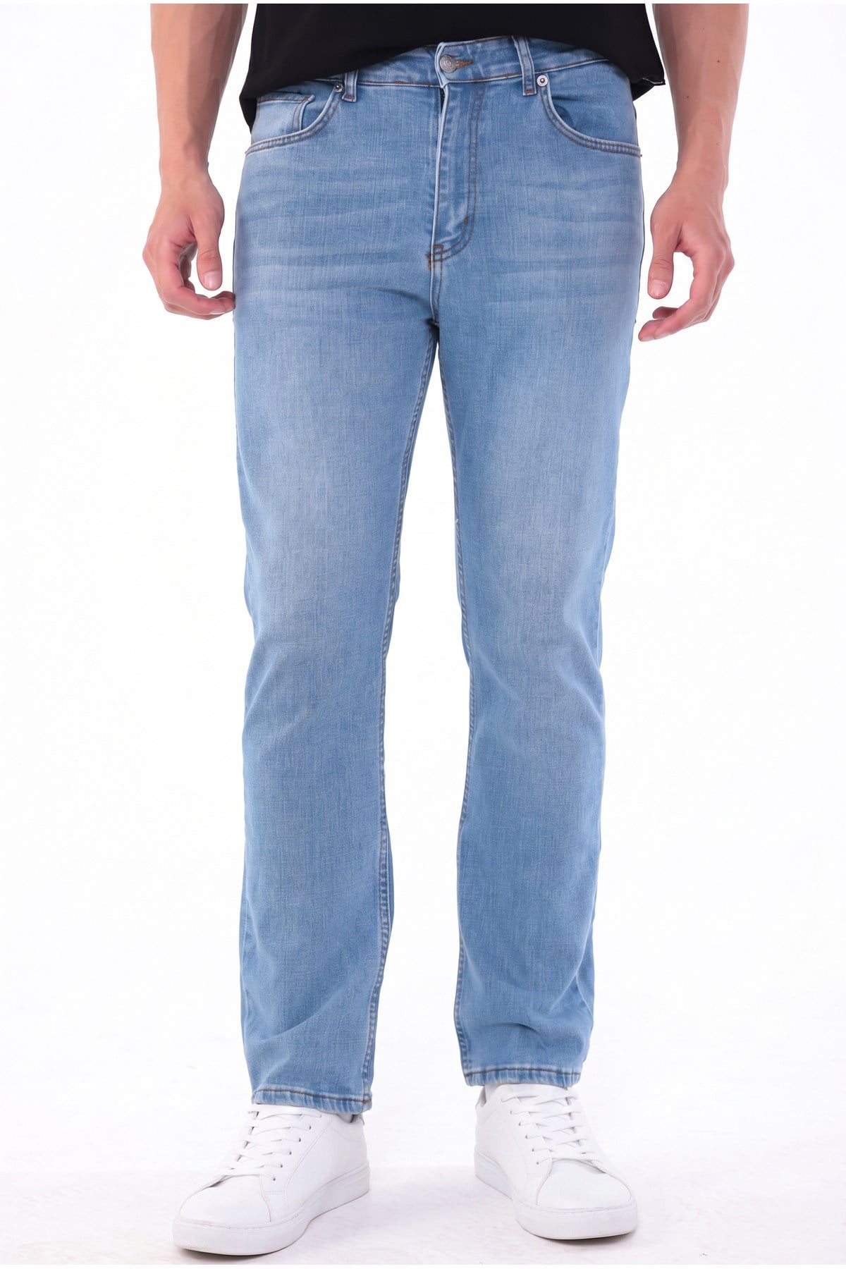 Erkek buz Diz İzi Yapmayan Pamuklu Esnek Denim Jean Kot Pantolon Regular Kalıp