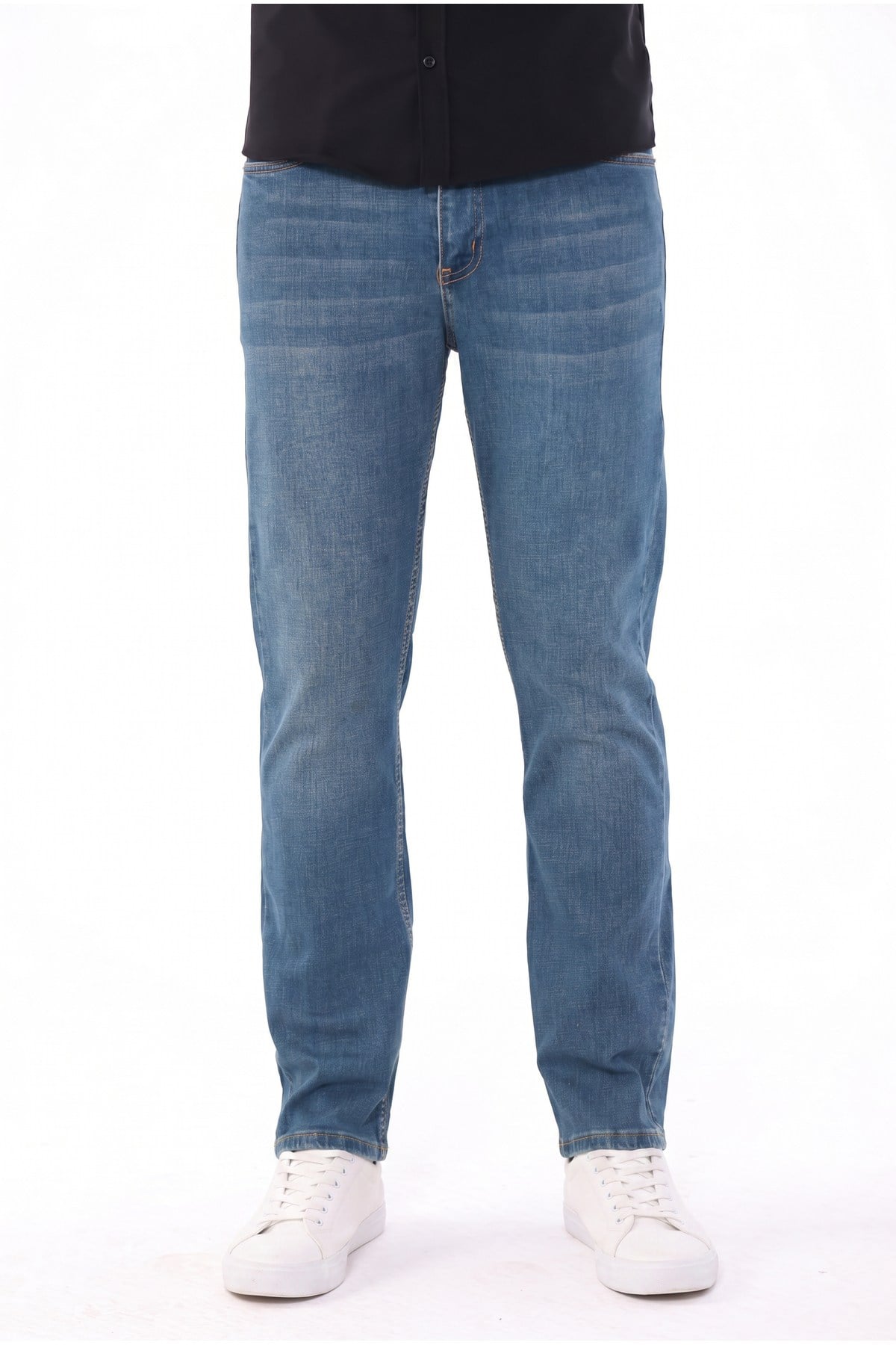 Erkek tint efekt Diz İzi Yapmayan Pamuklu Esnek Denim Jean Kot Pantolon Regular Kalıp