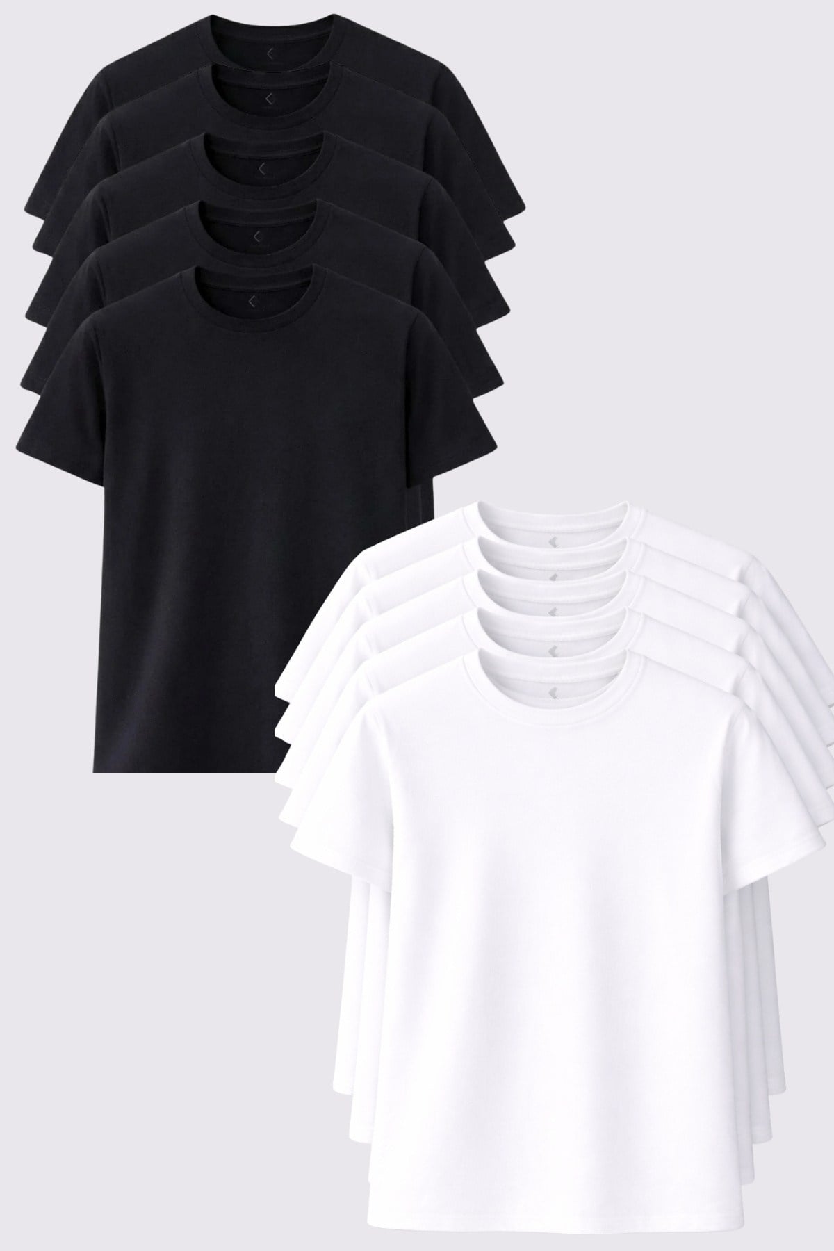 Kadın 10'lu Tişört Seti %100 Pamuk Basic Regular Fit Bisiklet Yaka Düz Renk Günlük T-Shirt