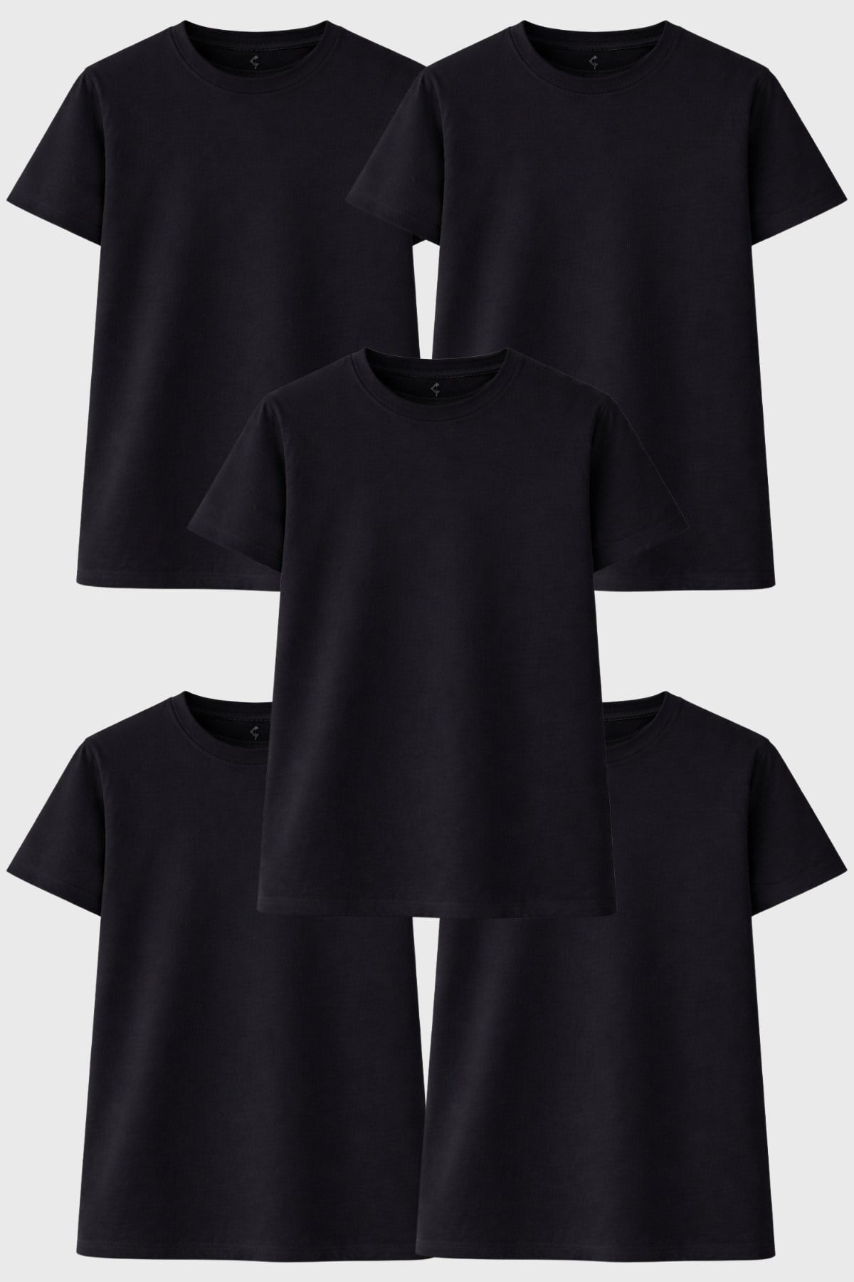 Kadın 5'li Tişört Seti %100 Pamuk Basic Regular Fit Bisiklet Yaka Düz Renk Günlük T-Shirt