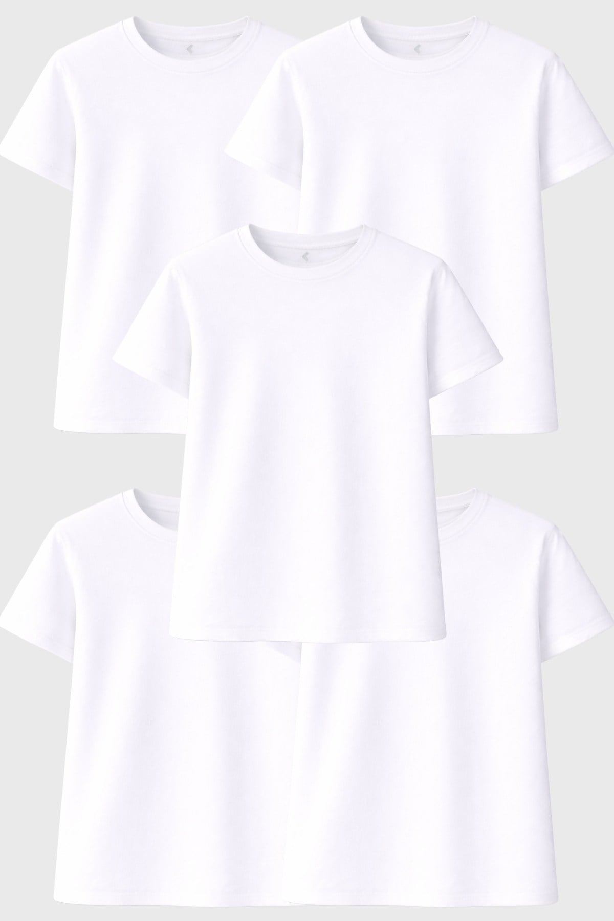 Kadın 5'li Tişört Seti %100 Pamuk Basic Regular Fit Bisiklet Yaka Düz Renk Günlük T-Shirt
