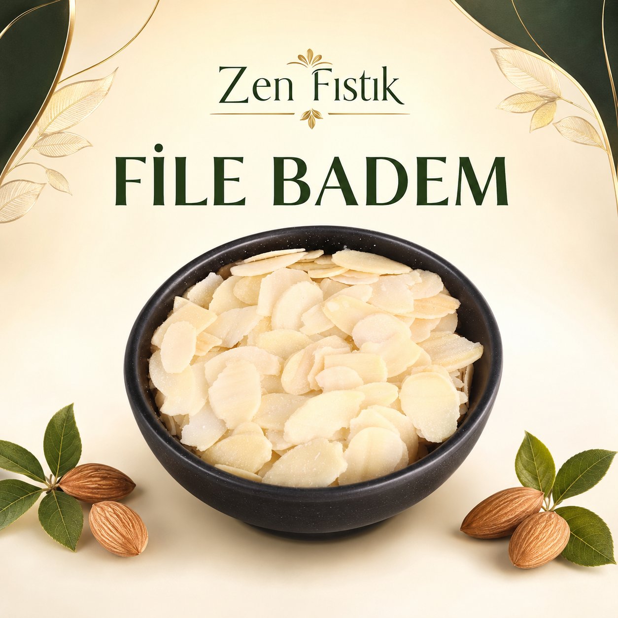Zen Fıstık File Badem – İnce Dilimlenmiş Badem İçi 1000 Gr