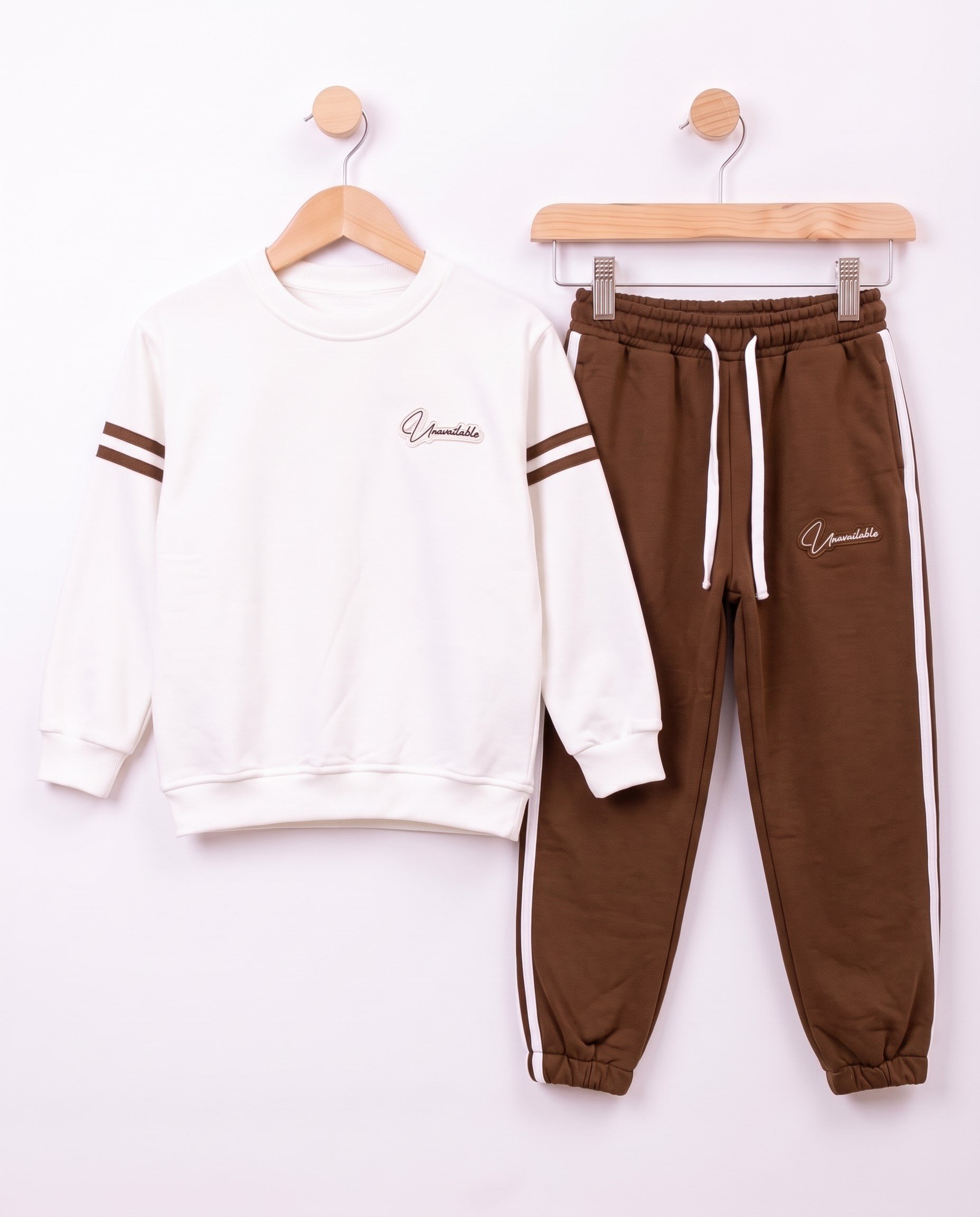 1257-1 Bisiklet Yaka Mevsimlik Unisex Takım KAHVE