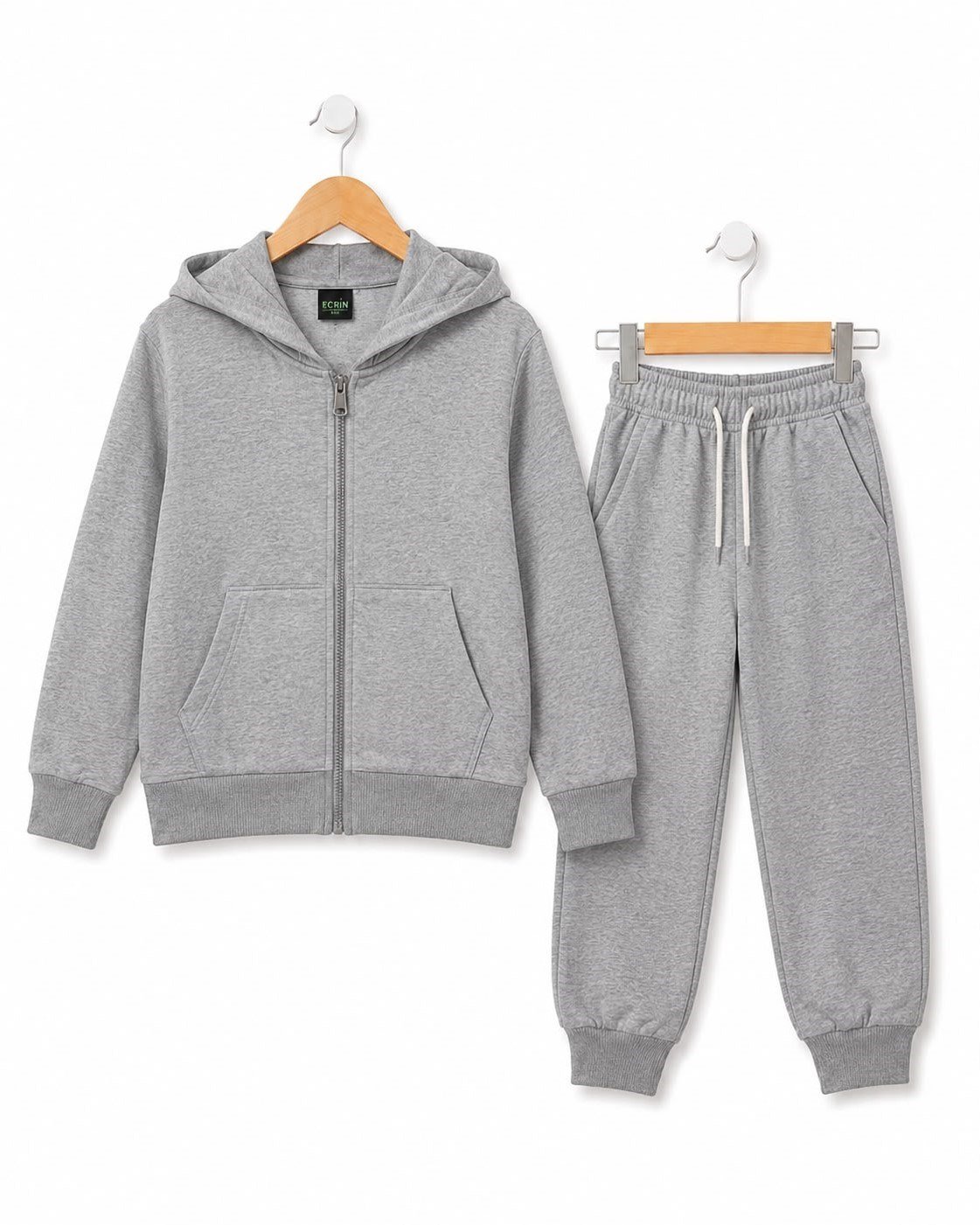 2350-1 Kapüşonlu Fermuarlı Mevsimlik Unisex Takım (7-11) GRİ