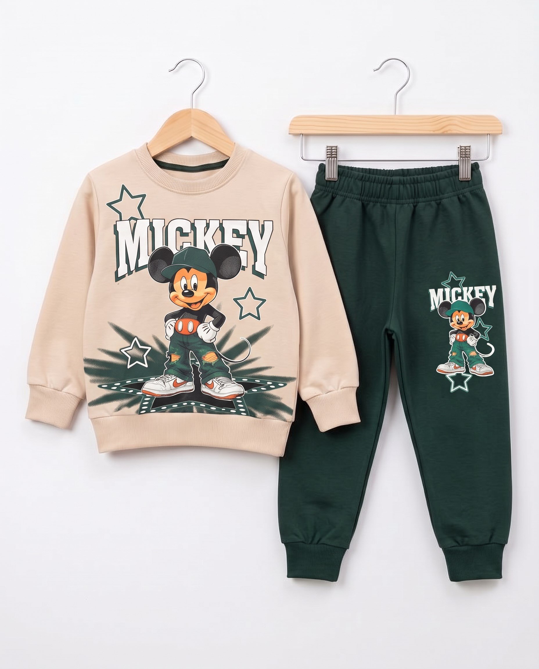 261067 Mickey Baskılı Mevsimlik Takım YEŞİL