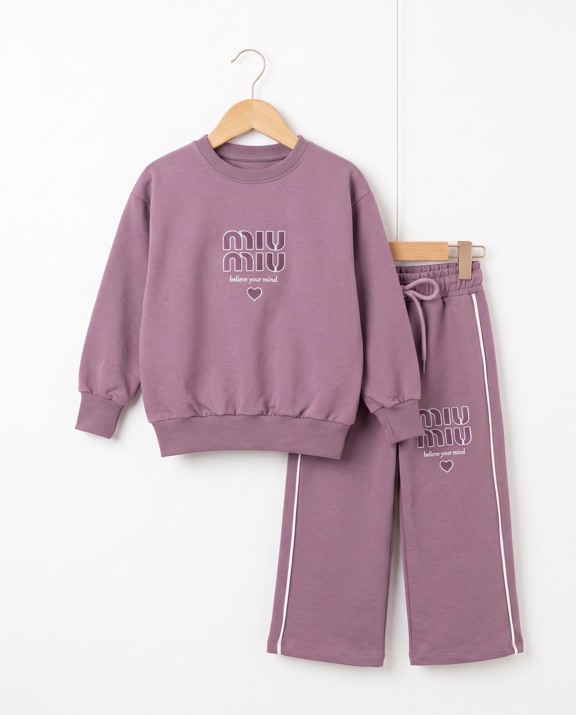 261148 Baskılı Oversize Mevsimlik Kız Takım GÜL KURUSU