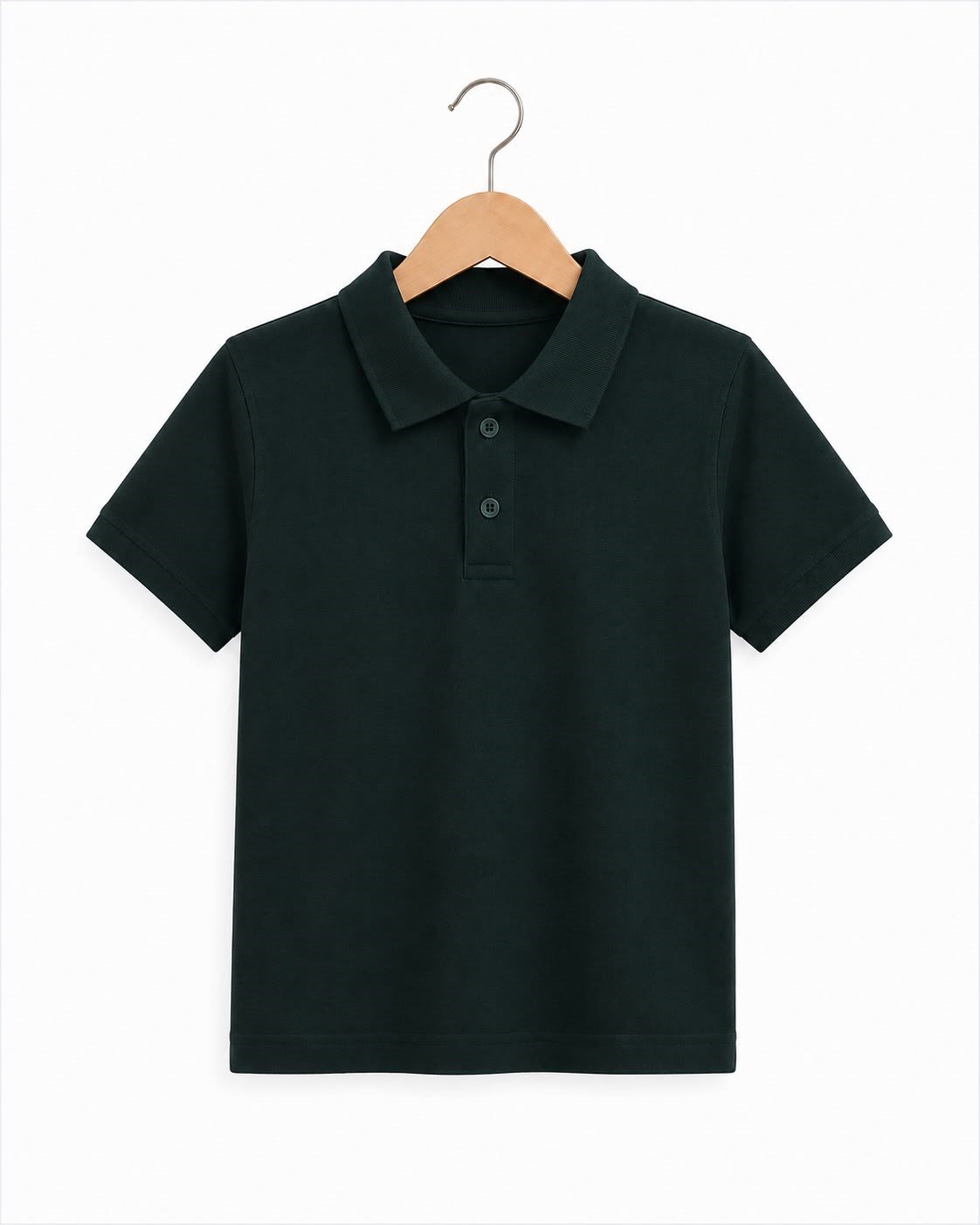4582 Kısa Kol Polo Yaka Unisex Çocuk Lakos (11-14) KOYU YEŞİL