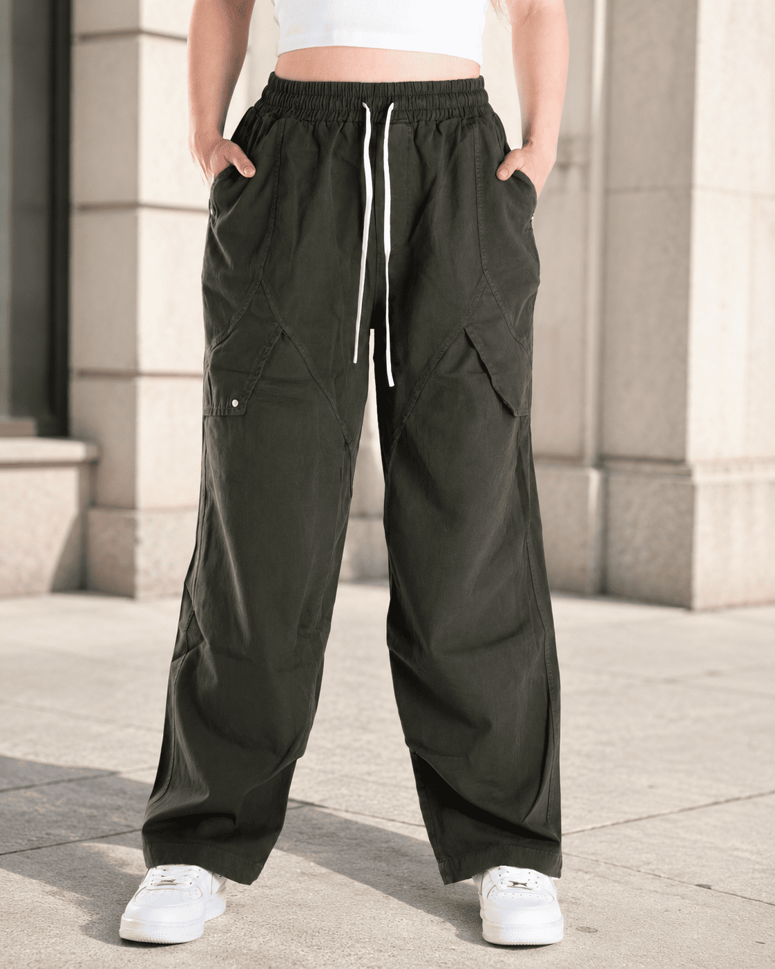 Kadın Keten Kumaş Baggy Pantolon