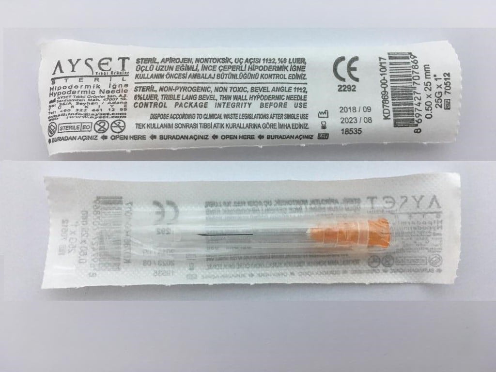 Ayset - İğne Ucu Steril - Turuncu 25G x 25 mm