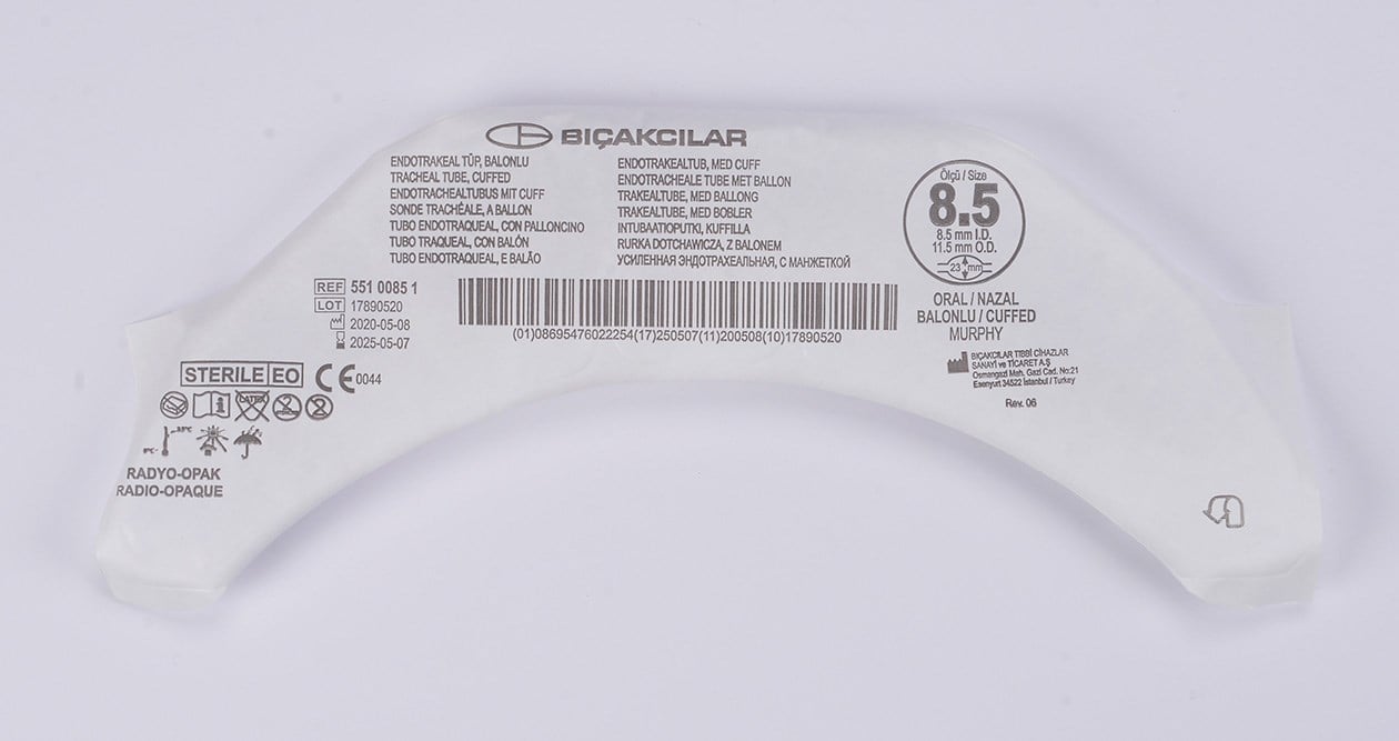 Bıçakcılar - Entübasyon Tüpü - 8,5 mm - Kaflı