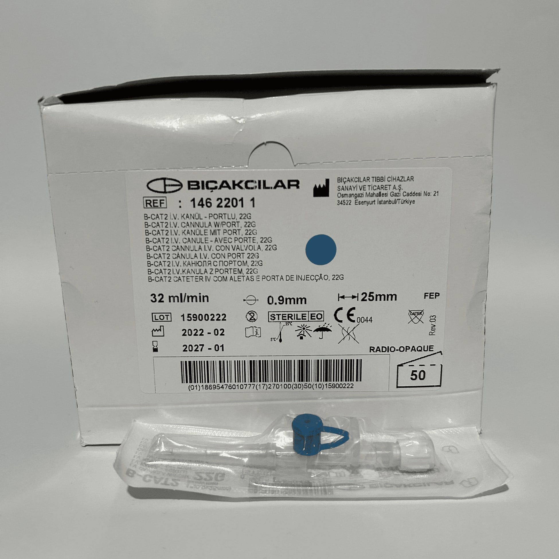 Bıçakcılar - Intraket - Mavi - 22G x 1 1/2