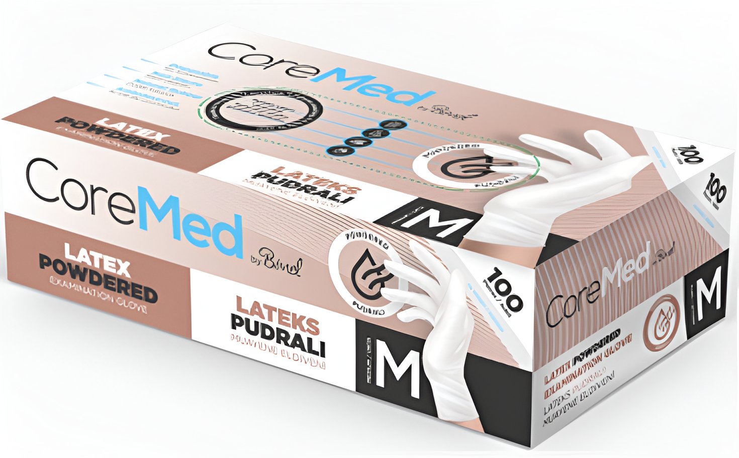 Coremed - Lateks Muayene Eldiveni Pudralı -Medium 100'lü
