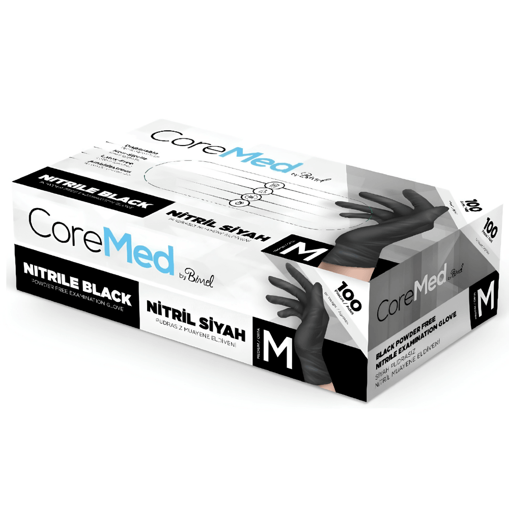Coremed - Nitril Siyah Muayene Eldiveni