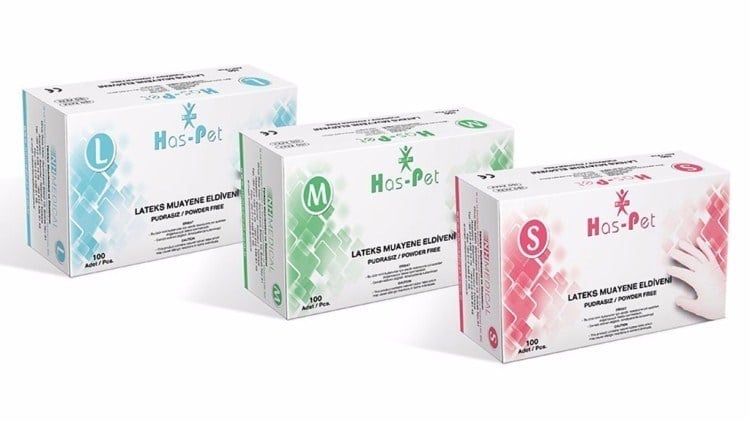 Haspet - Lateks Pudrasız Muayene Eldiveni - L