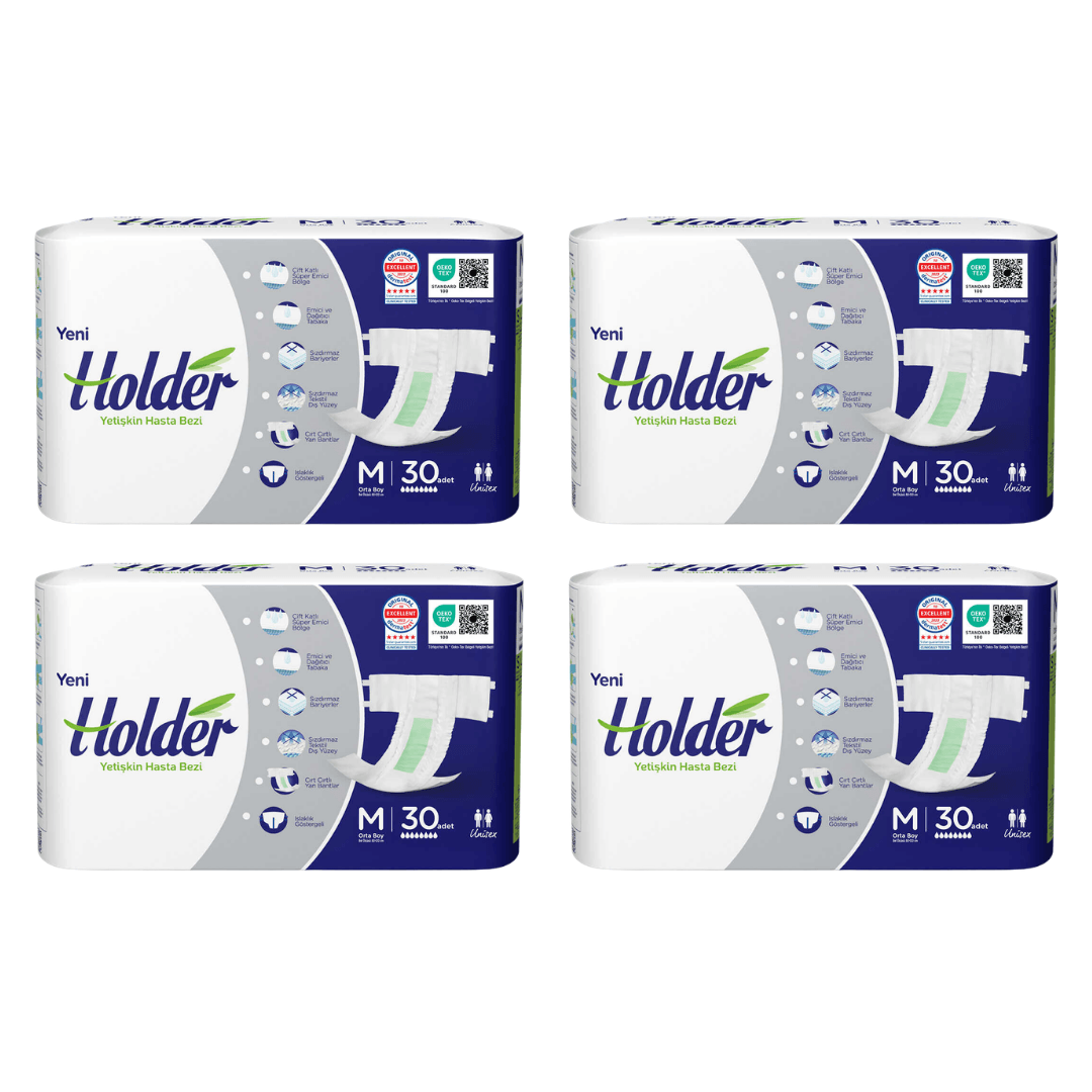 Holder - Belbantlı Yetişkin Hasta Bezi - M - 120 Adet, 4 Paket