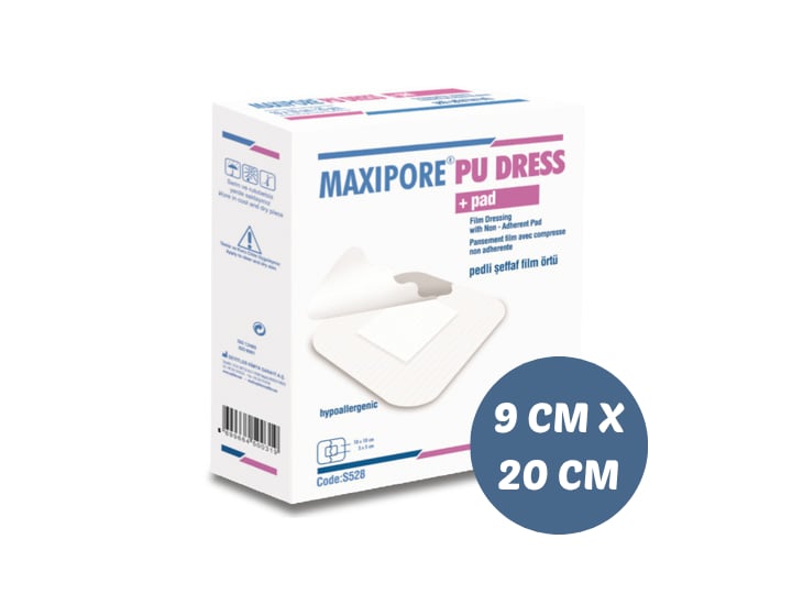 MAXİPORE PU DRESS | Şeffaf Film Ped 9 CM X 20CM Steril