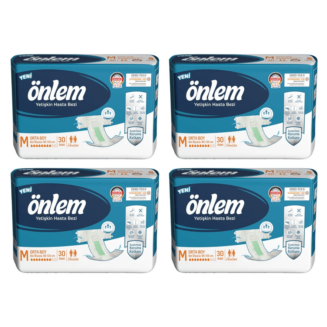 Önlem - Belbantlı Yetişkin Hasta Bezi - M - 120 Adet, 4 Paket