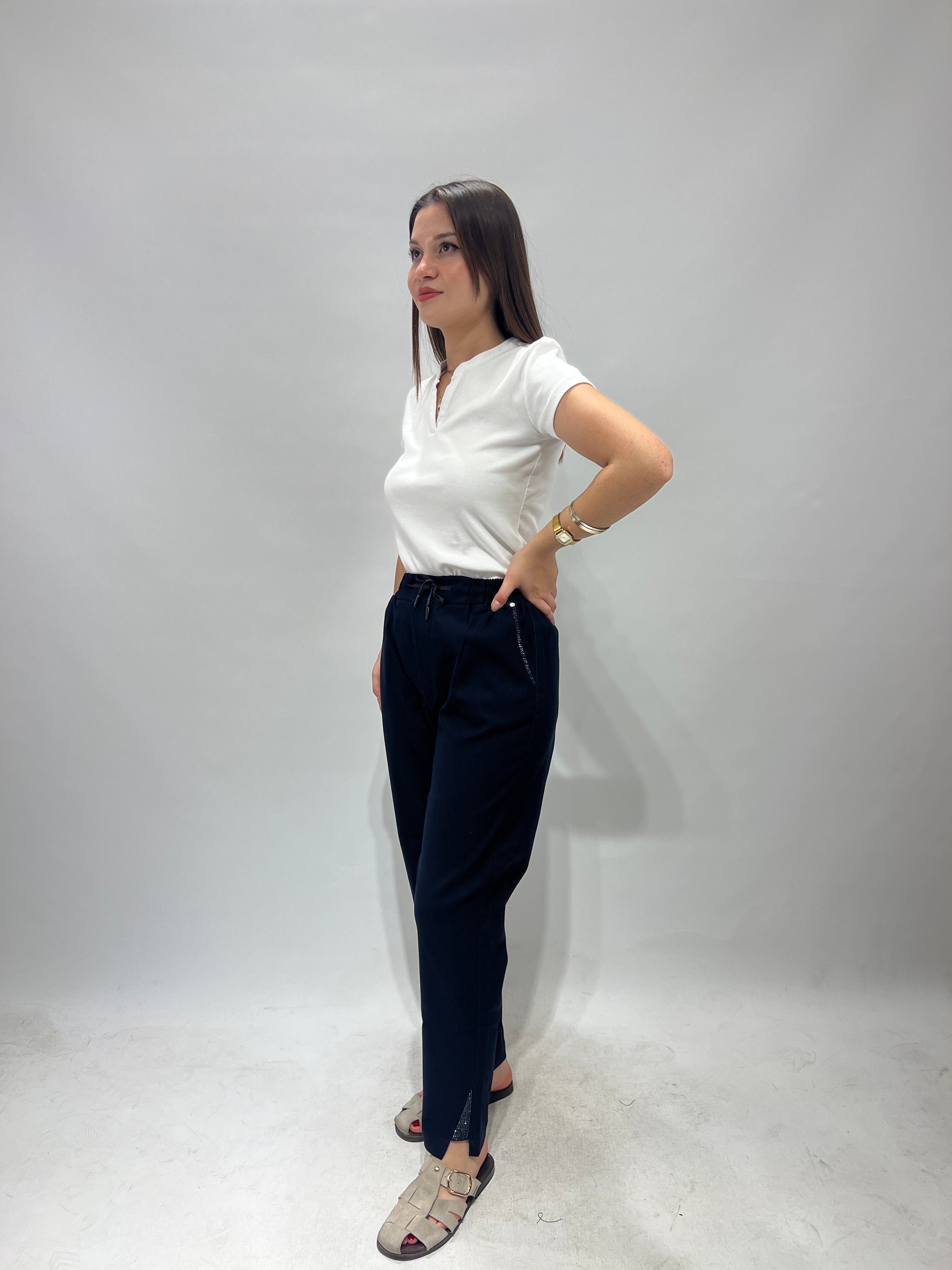 Paçası Taşlı Büyük Beden Pantolon SİYAH