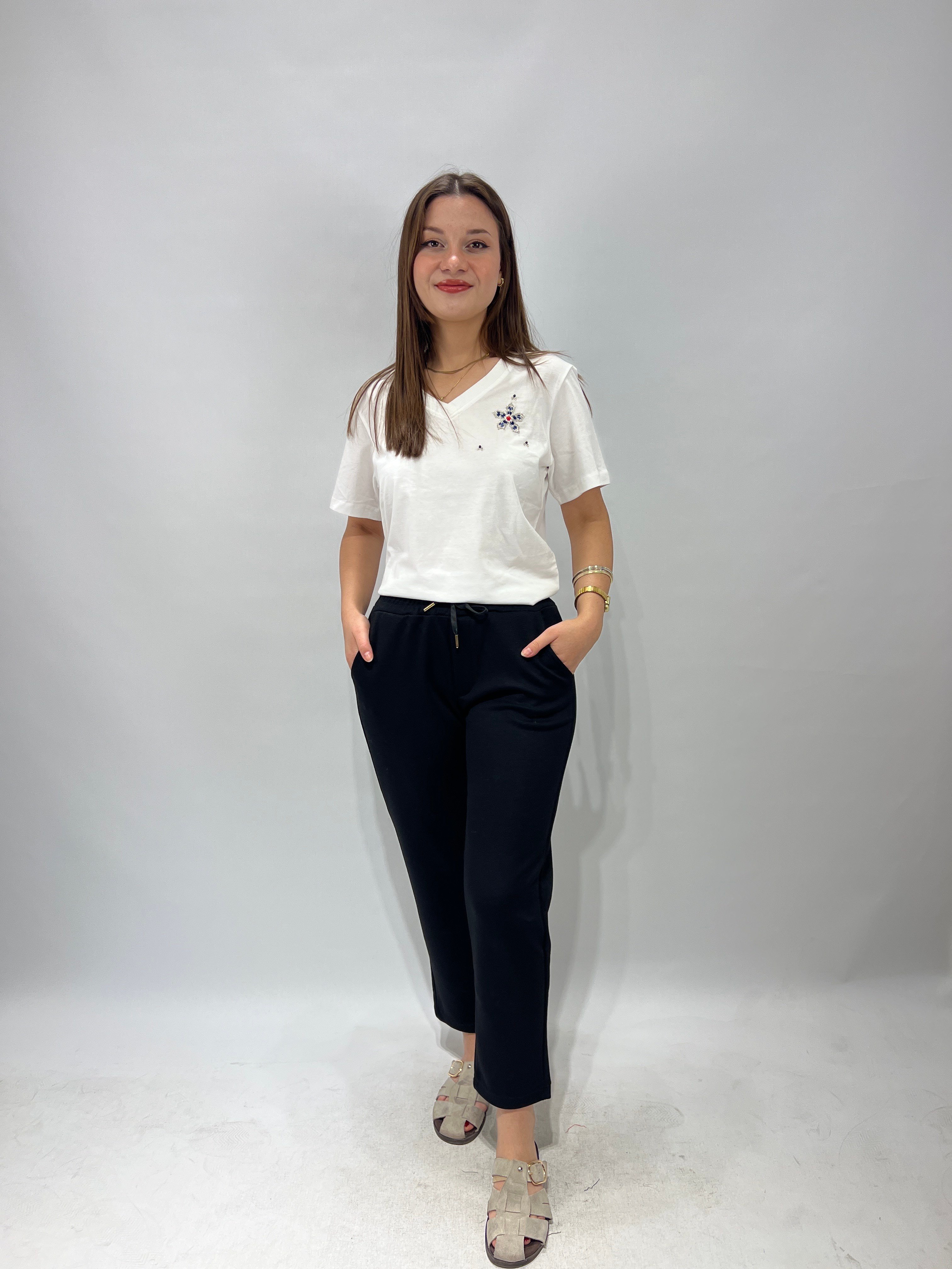 Siyah Düz Paça Pantolon Eşofman