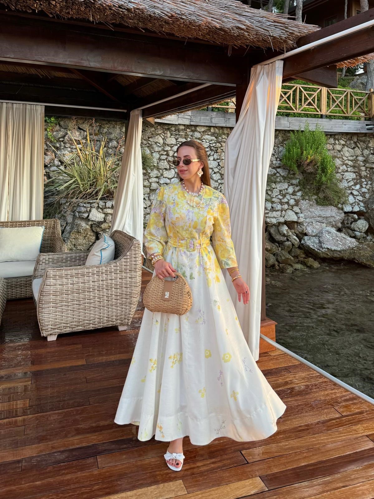 Gardenya Keten Elbise Soft Sarı