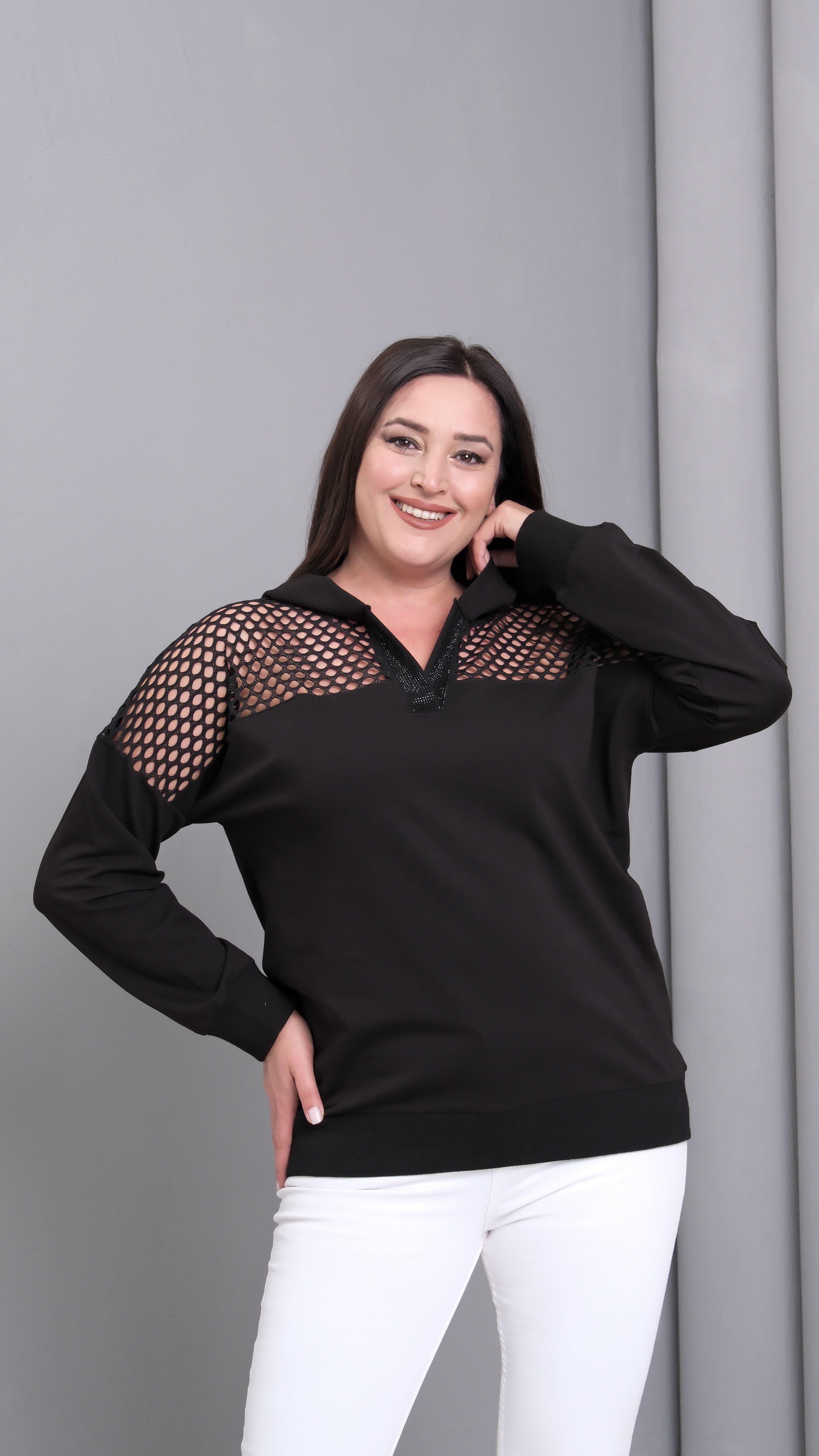 2471 Fileli Kapüşonlu Sweat 