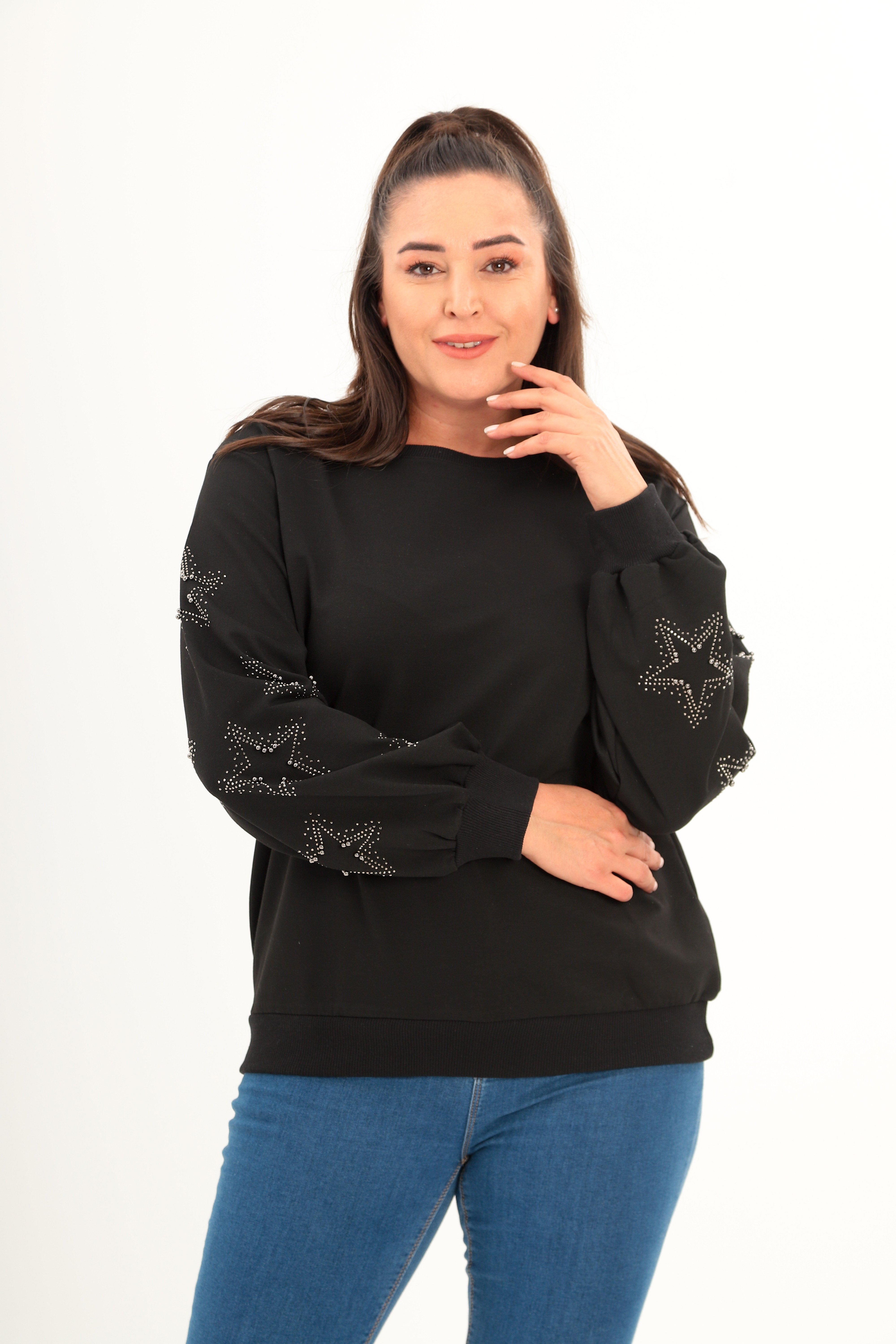6739 Yıldız TaşlI Siyah Sweat