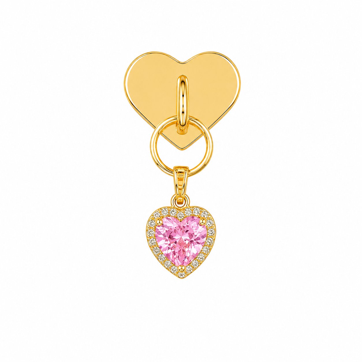 Tortec Pink Crystal Heart Telefon Charmı – Zarif Taşlı Telefon Aksesuarı