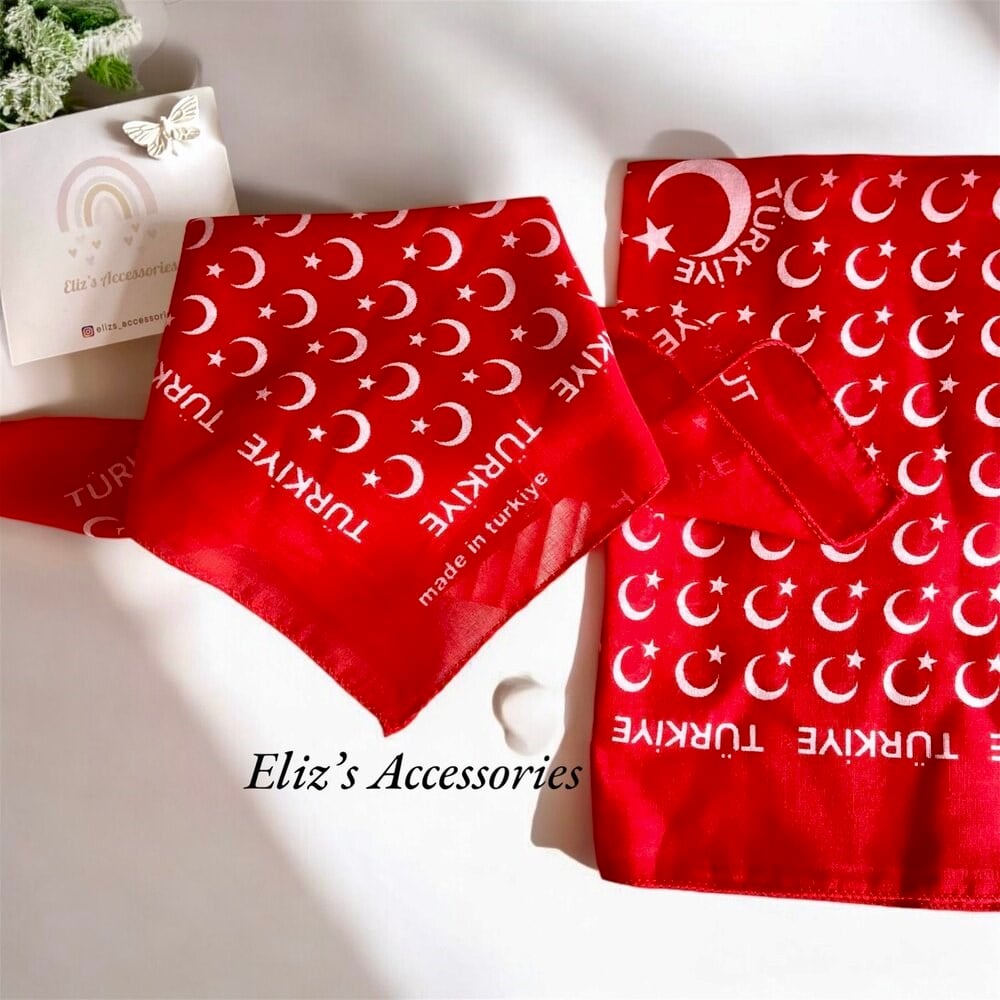 AY YILDIZLI KIRMIZI FULAR BANDANA