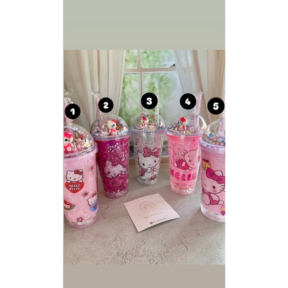 IŞIKLI HELLO KİTTY PİPETLİ BARDAK