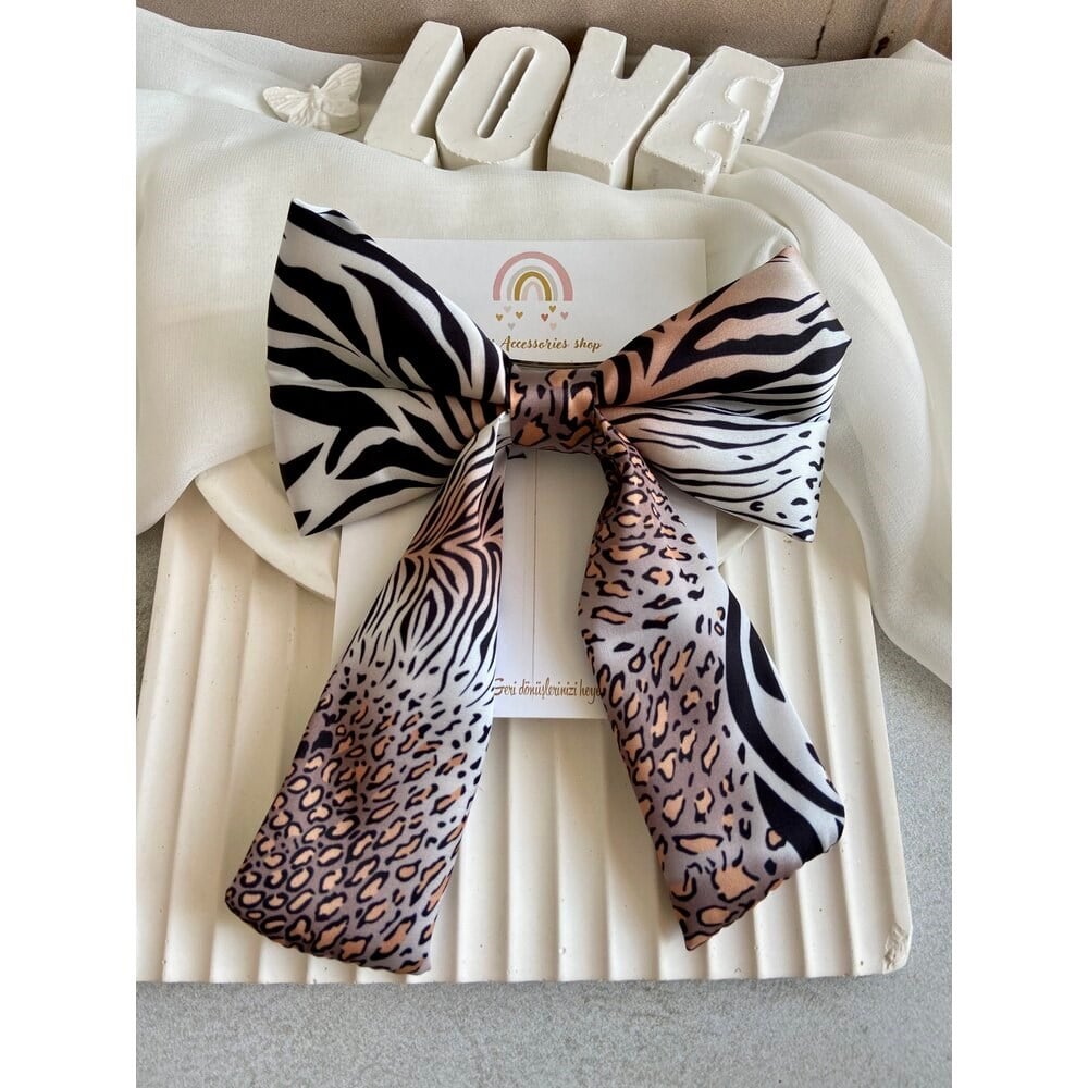 KAHVE VE TONLARI LEOPAR SATEN FİYONK TOKA