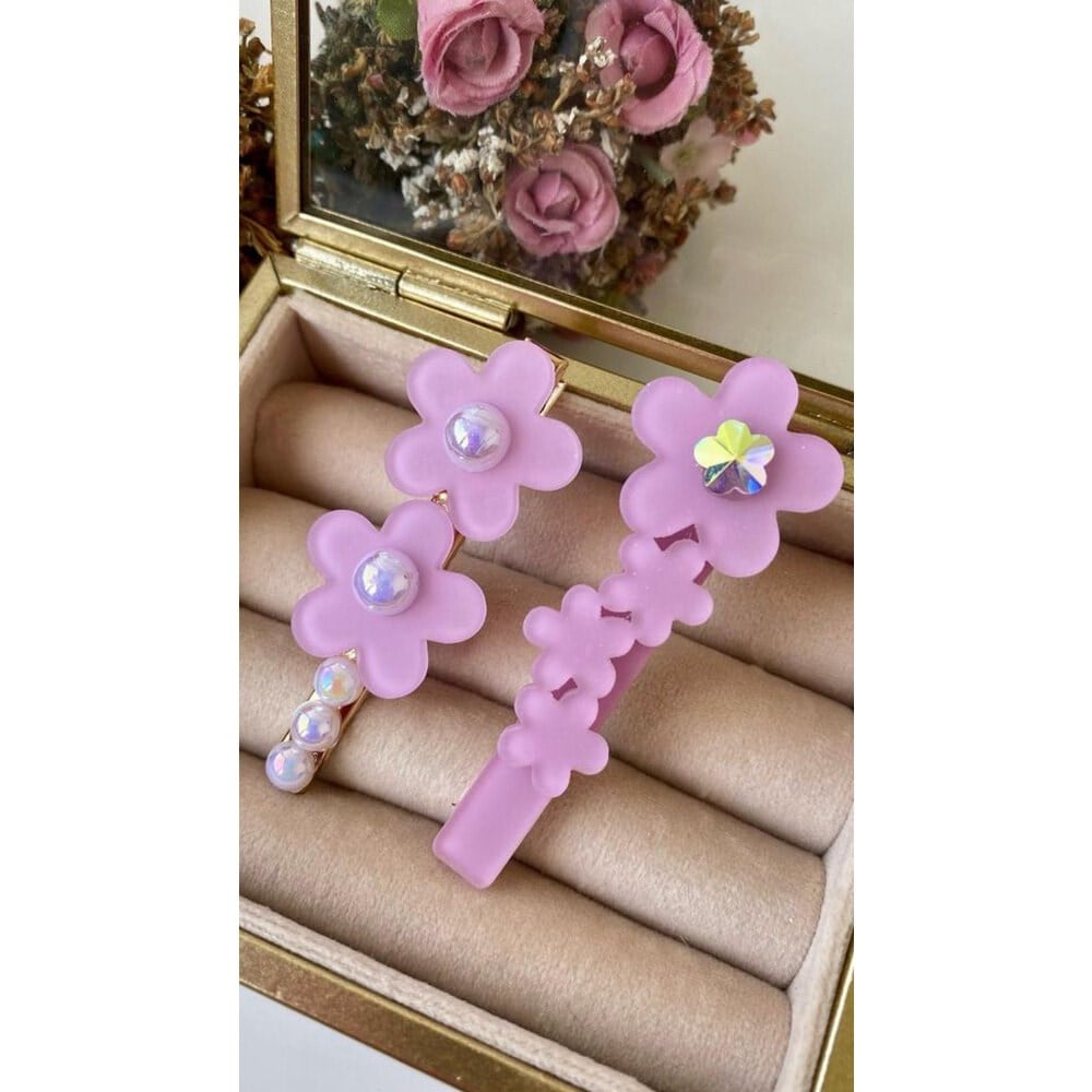 MOR İNCİLİ ÇİÇEK GOLD PENS SET