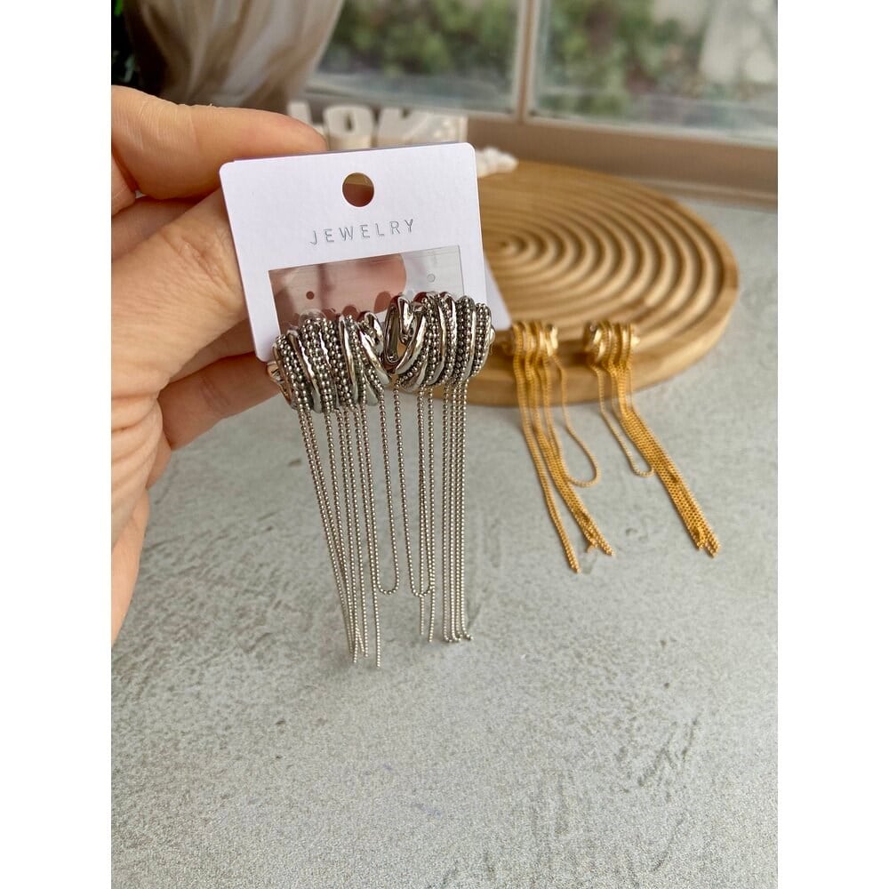 VİP ZİNCİR SALLANTILI KÜPE GÜMÜŞ   ALTIN