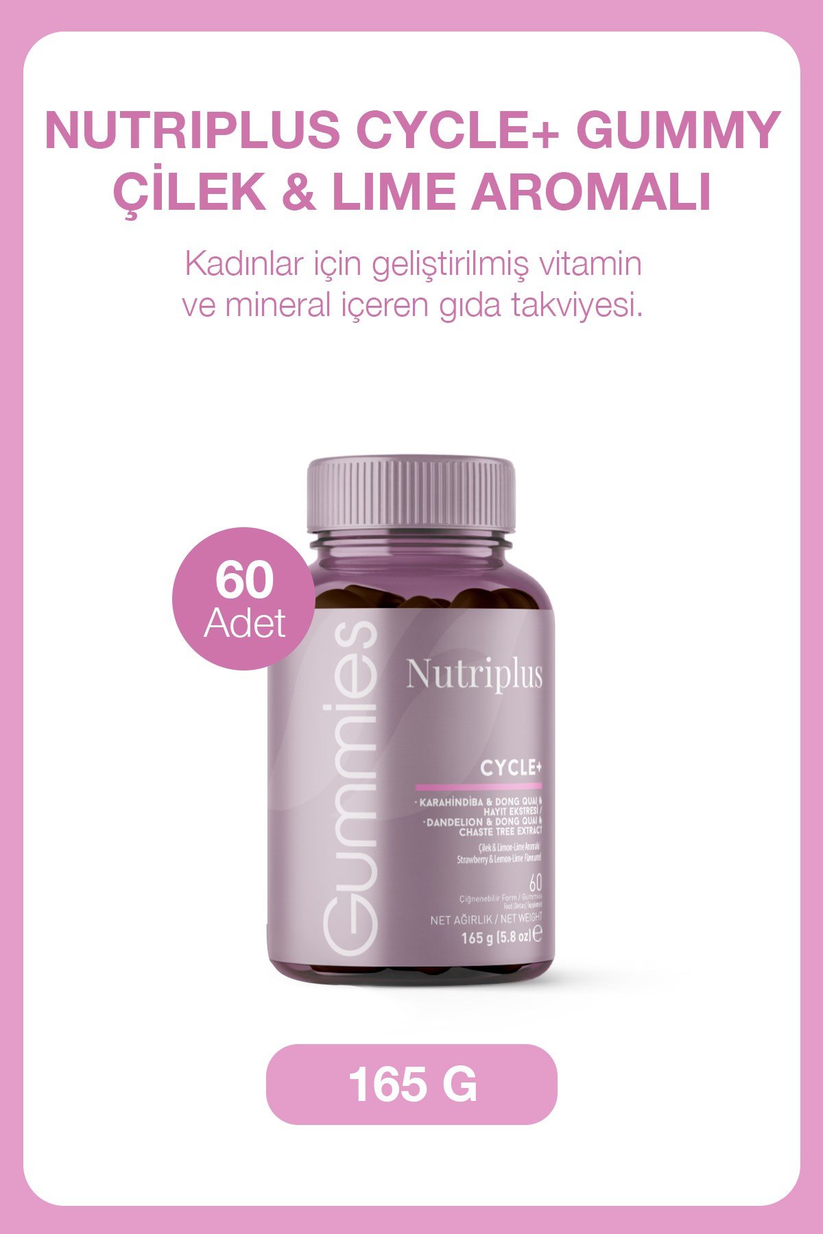 Nutriplus Cycle Gummy Çilek & Lime Aromalı 60 Adet