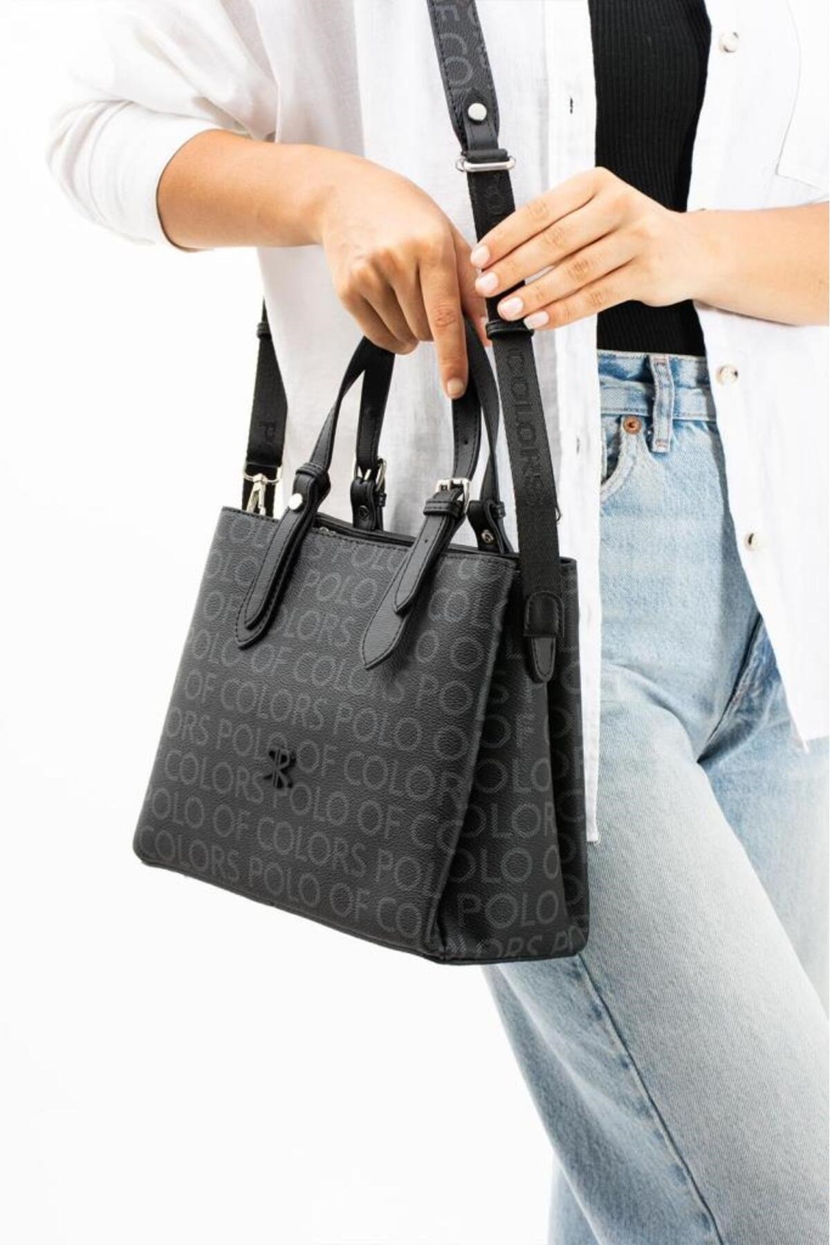 Berry Siyahempirme Baskı Kadın Kol Ve Omuz Çantası 22x27 Ebatında