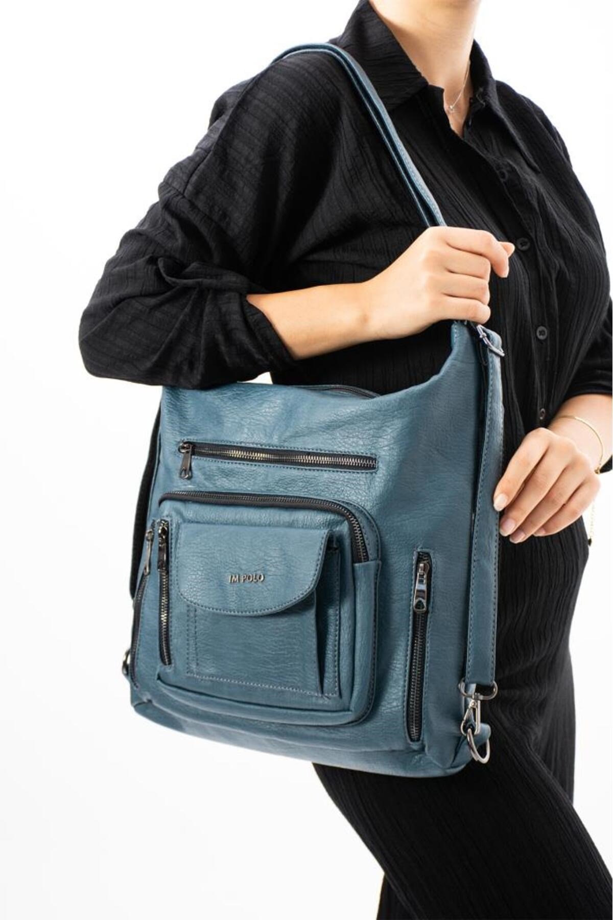 Delilah Indigo R.v.n Petrol Yeşili Çok Amaçlı Kadın Sırt Ve Omuz Çanta 36x43 Ebatında