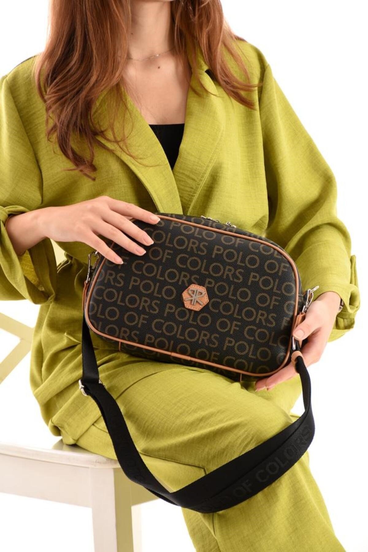 ImPolo Holly SiyahKamelEmpirme Baskı Kadın Spor Çapraz Ve Omuz Çantası 20X28 Ebatında