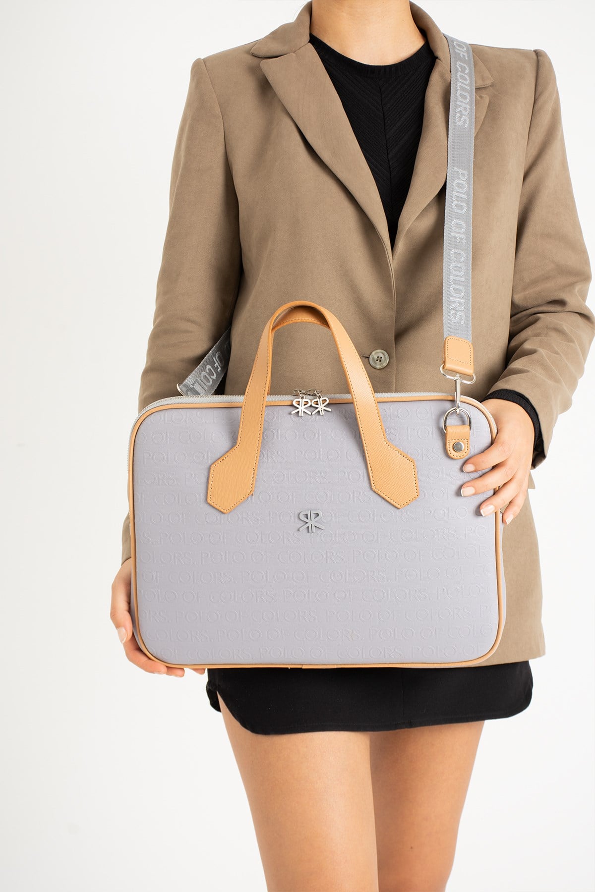 Joyce GriTabaGofraj Baskı Unisex Netbok Ve Evrak Çantsı 28x37 Ebatında