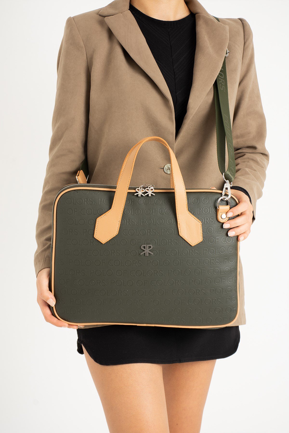 Joyce HakiYeşiliTbaGofraj Baskı Unisex Netbok Ve Evrak Çantsı 28x37 Ebatında