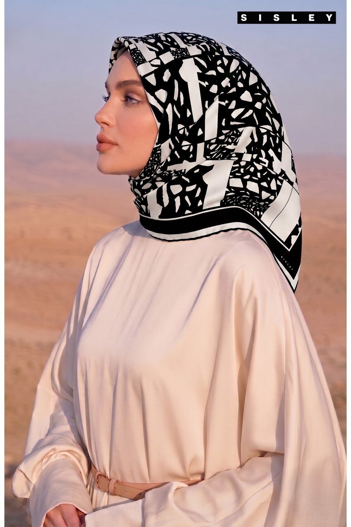 Sisley Elisa Desenli Eşarp S-E-2001 Siyah