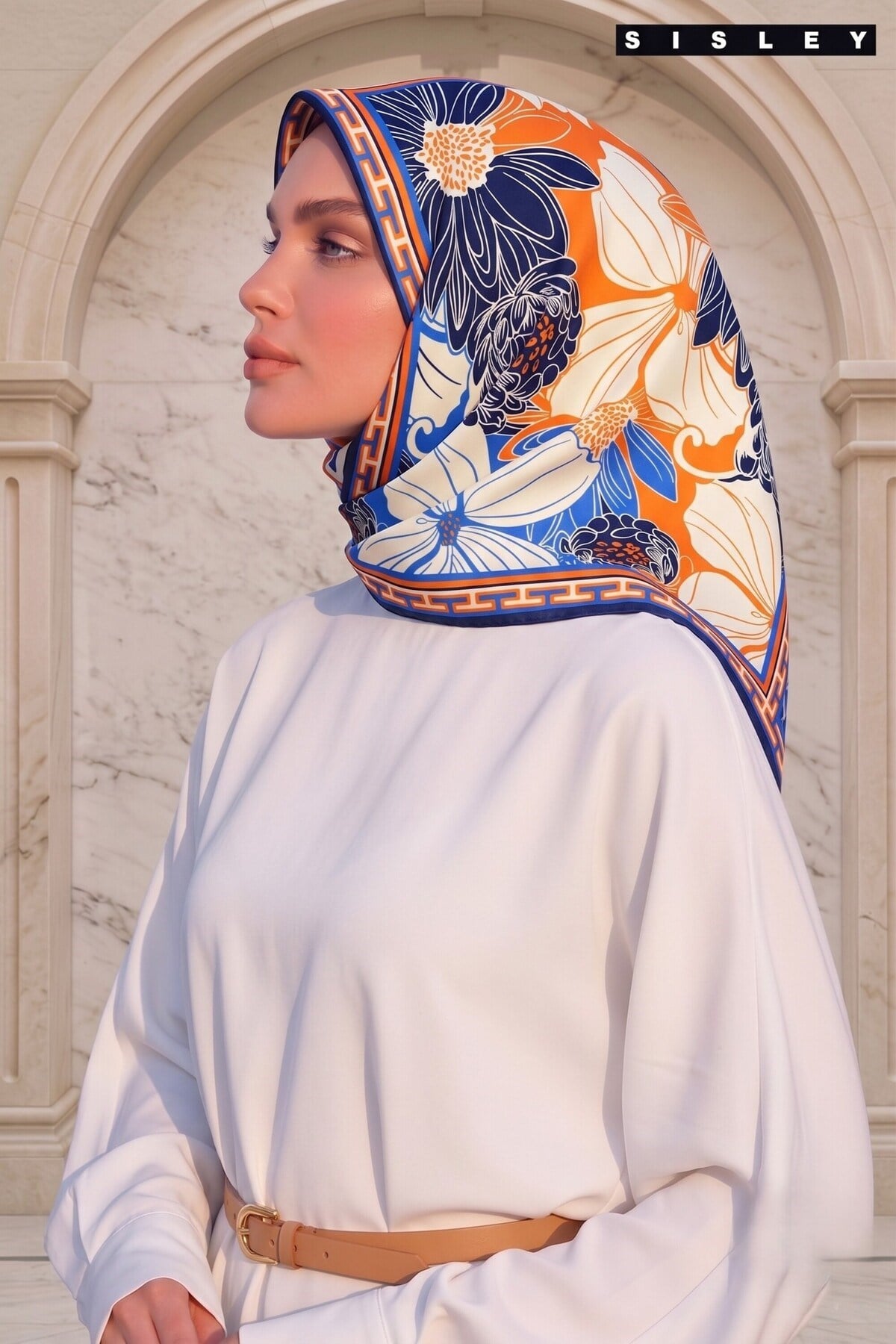 Sisley Elisa Desenli Eşarp S-E-2002 Lacivert