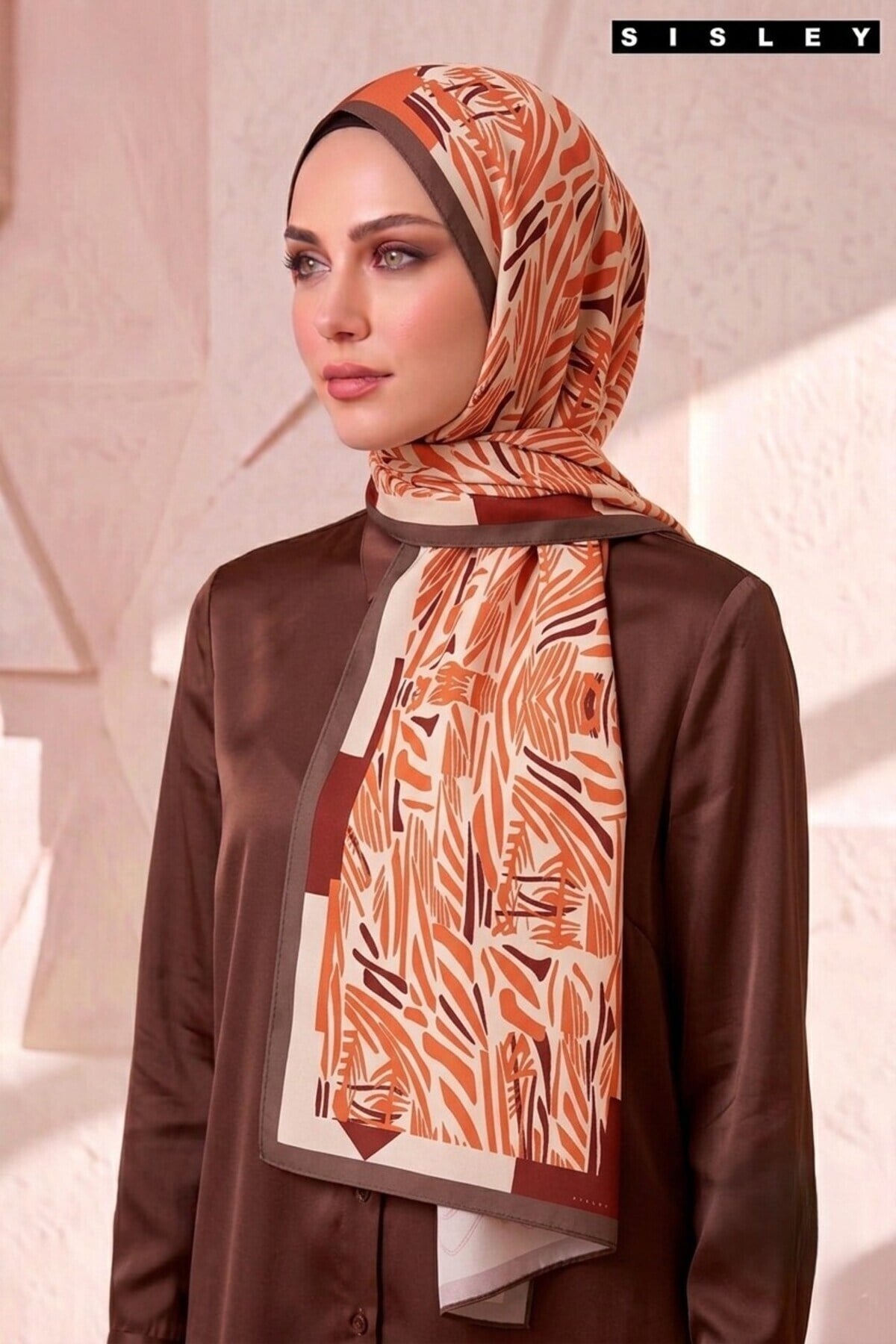 Sisley Esila Desenli Şal S-S-2012 Somon