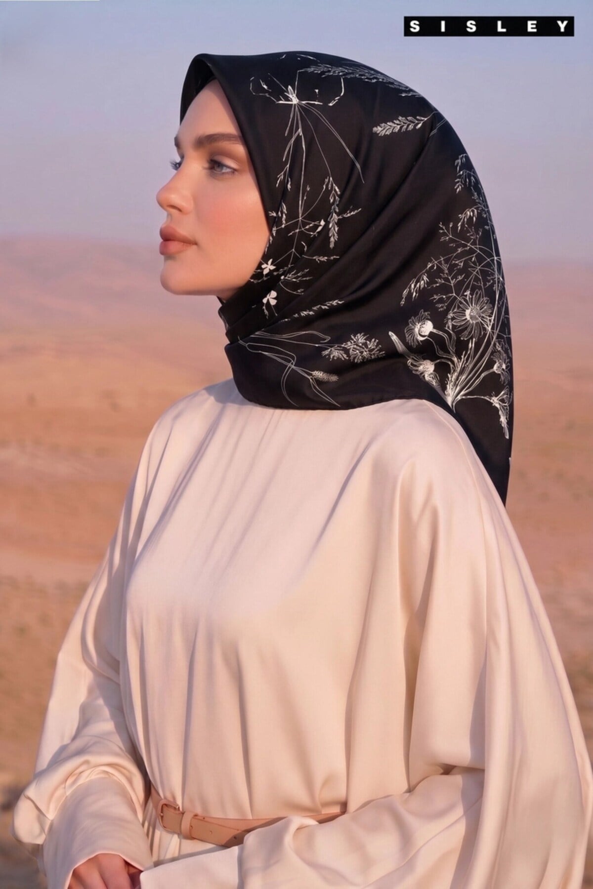 Sisley Saten Kadın İpek Eşarp S-E-2032 Siyah
