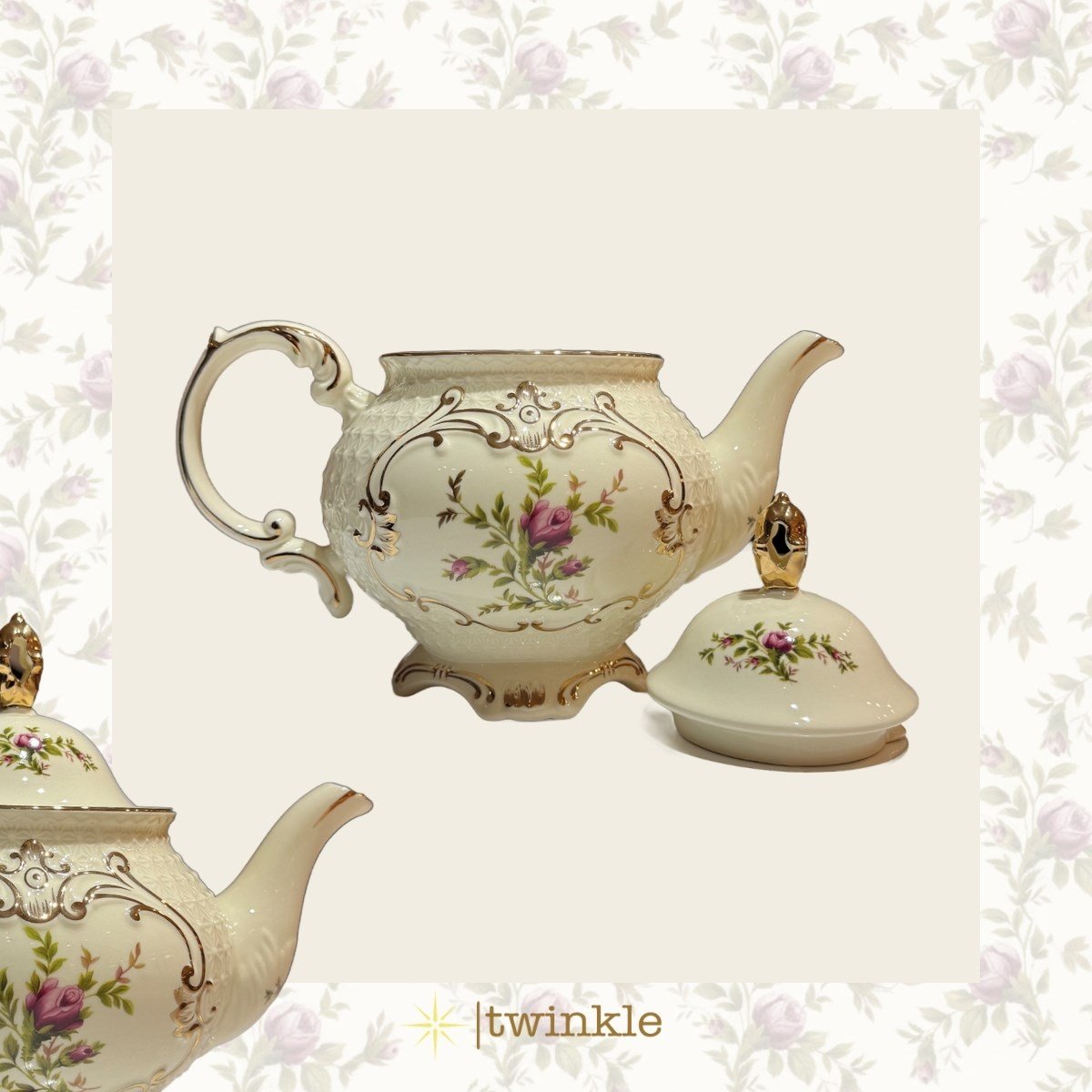 TWİNKLE DİANA AYAKLI SERVİS ÇAYDANLIK ALTIN 25,7 CM TW-Dİ-ÇY-15009