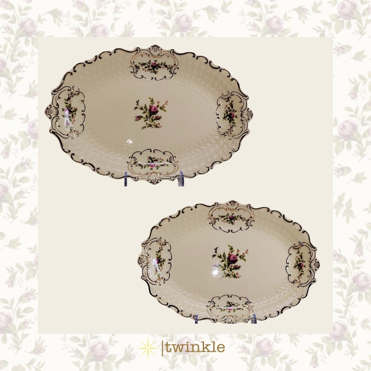 TWİNKLE DİANA KAYIK TABAK 2'Lİ ALTIN 35,5 CM - 30,5 CM TW-Dİ-KY-15003