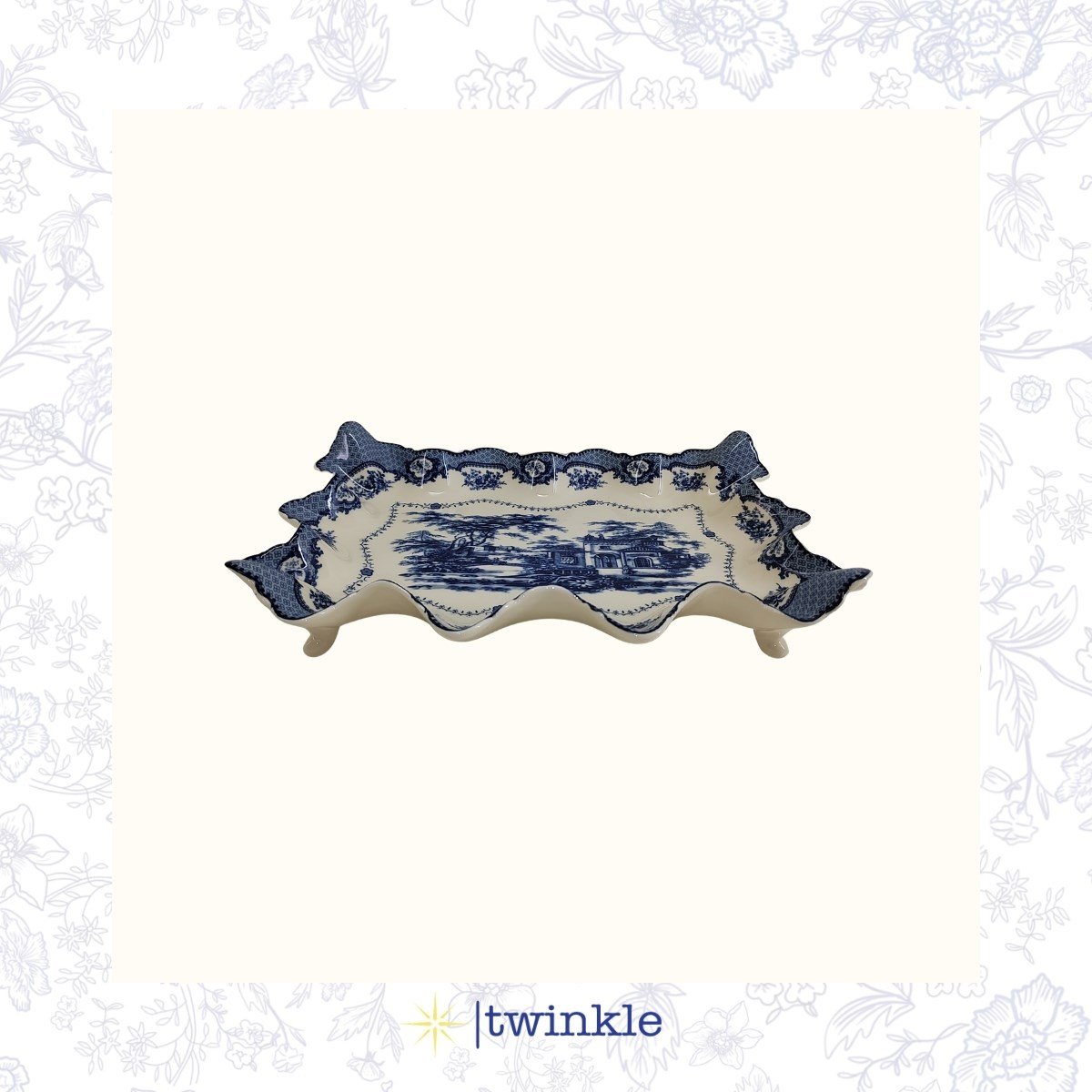 TWİNKLE ELİZABETH 4 AYAKLI  SERVİS TABAK KÜÇÜK MAVİ 30 CM TW-EL-SR-15023