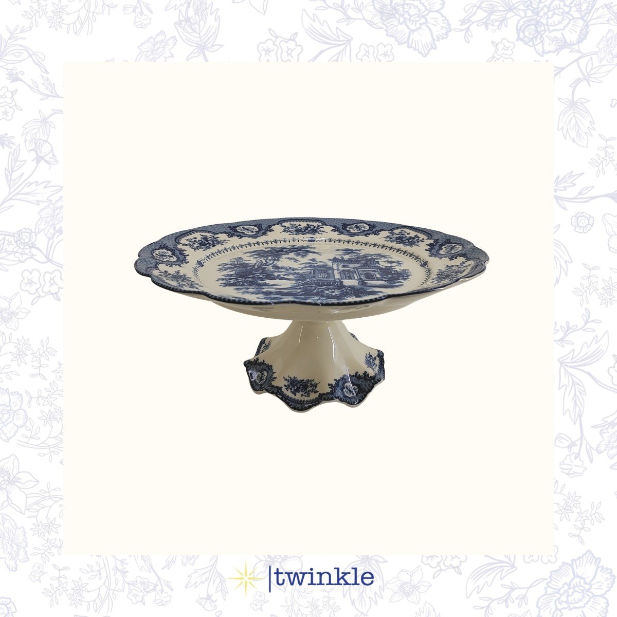 TWİNKLE ELİZABETH AYAKLI SUNUM TABAK MAVİ 30 CM TW-EL-SN-15015